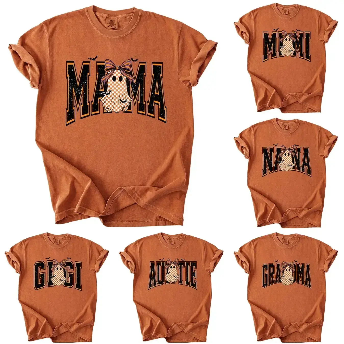 Comfort Colors Nana Mama Halloween Shirt, Ghost Bow Graphic Tee, Mimi Gigi Auntie Grandma Spooky Fall Gift