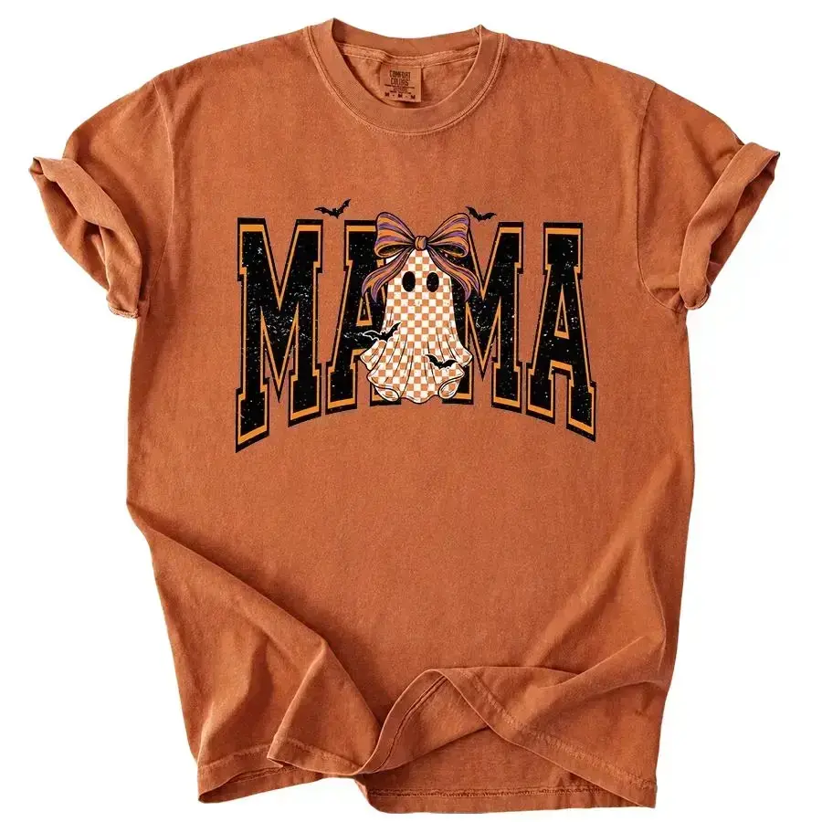 Comfort Colors Nana Mama Halloween Shirt, Ghost Bow Graphic Tee, Mimi Gigi Auntie Grandma Spooky Fall Gift - photo 4
