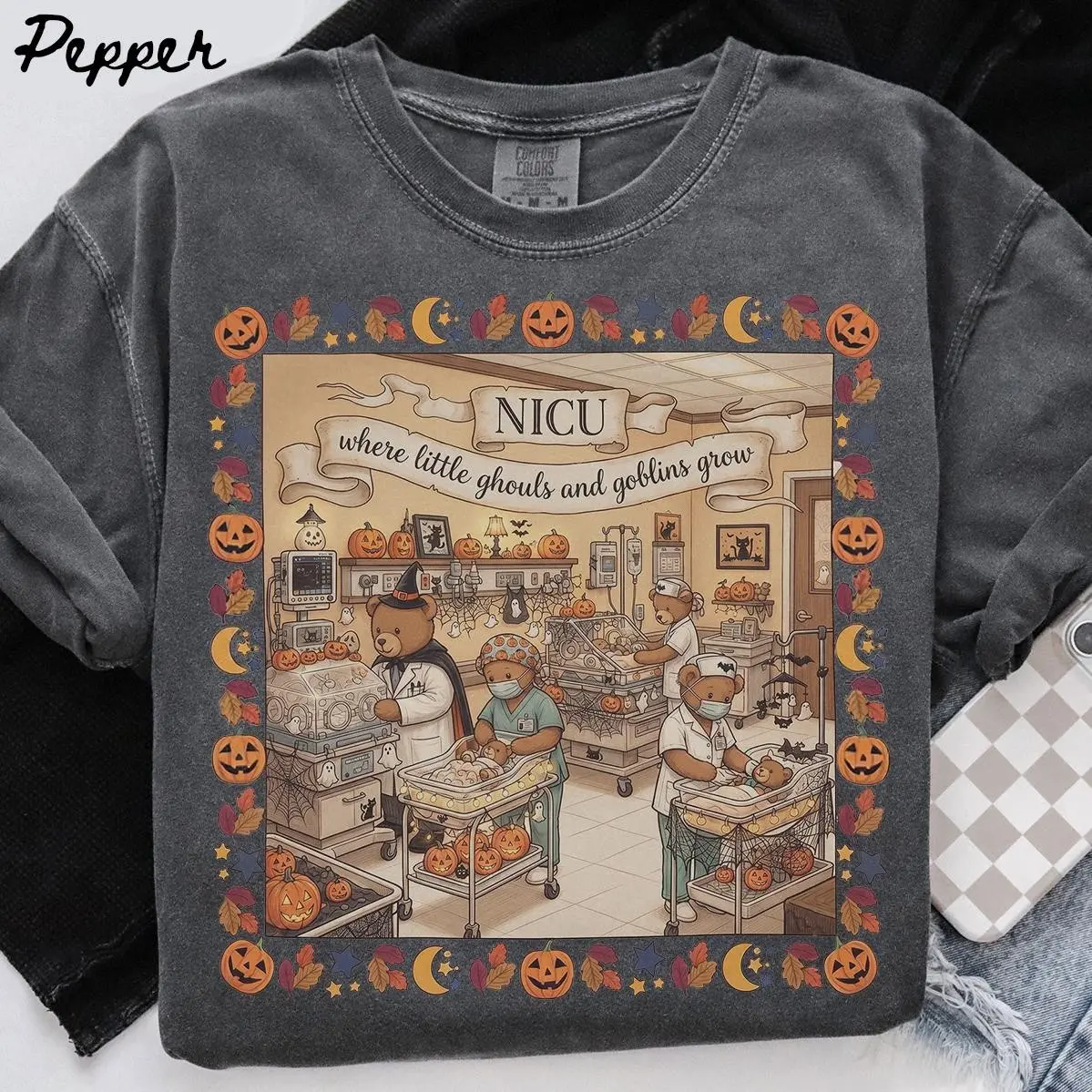 Comfort Colors NICU Nurse Halloween Shirt, Critical Care Intensive Nursing Tee, Emergency Room Team Appreciation Week Gift - photo 1