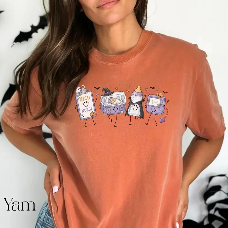 Comfort Colors NICU Nurse Halloween T-Shirt, Neonatal Fall Autumn Tee, Spooky Appreciation Gift - photo 4