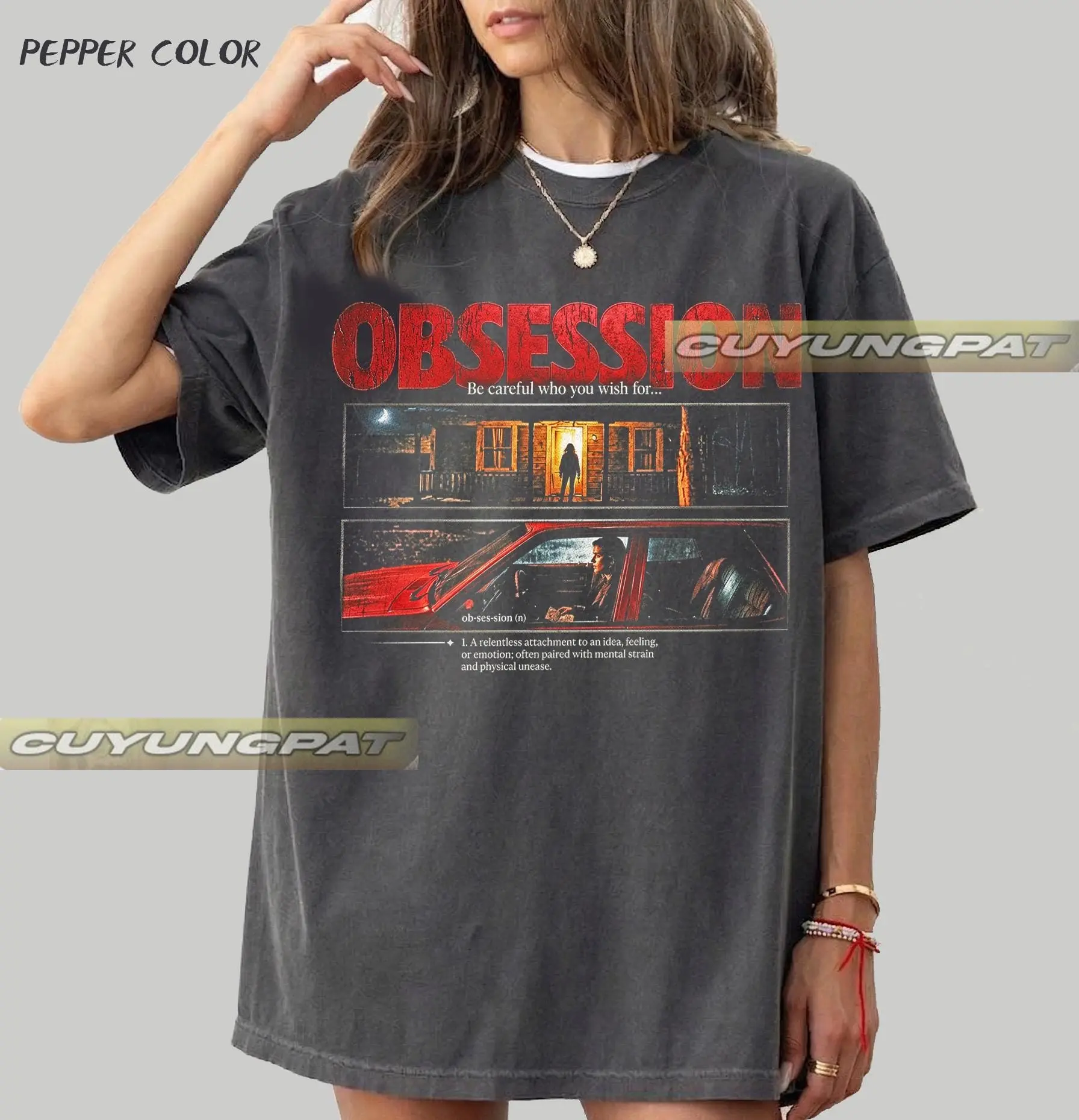 Comfort Colors Obsession Gothic Horror Vintage T-Shirt, Unisex Halloween Gift Tee for Women and Men