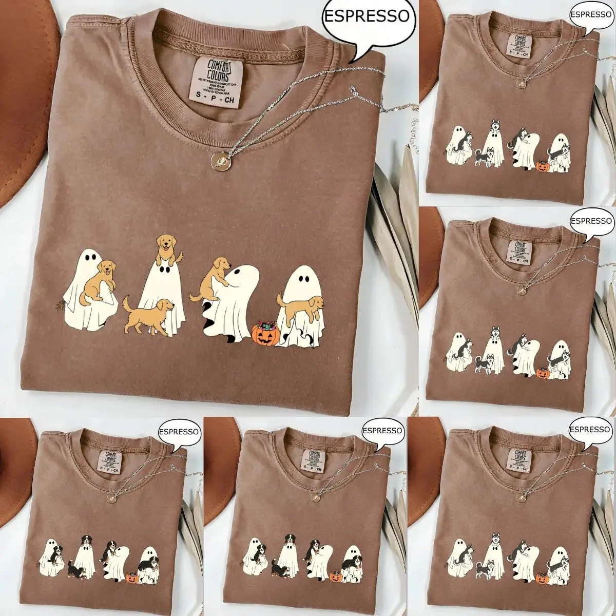 Comfort Colors Personalized Ghost Dog Halloween T-Shirt, Custom Boo Festival Shirt, 90s Meme Style Tee
