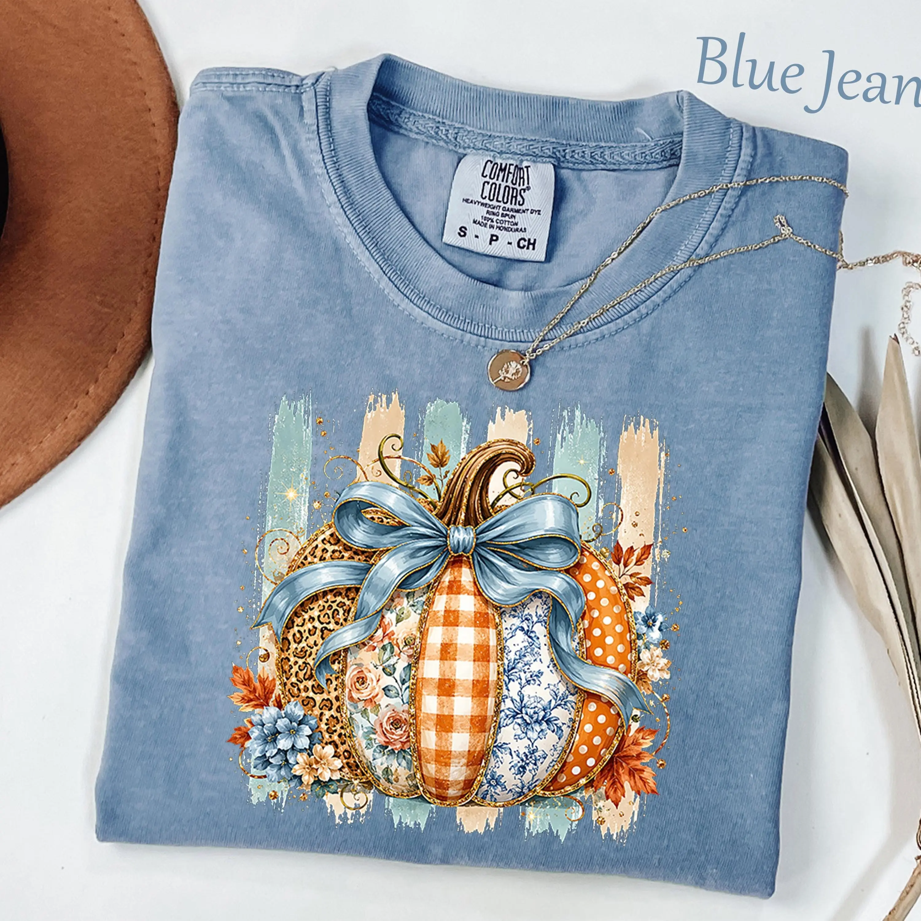 Comfort Colors Preppy Coquette Pumpkin Shirt, Striped Glitter Floral Leopard Plaid Polka Dot Tee, Cozy Autumn Top - photo 5
