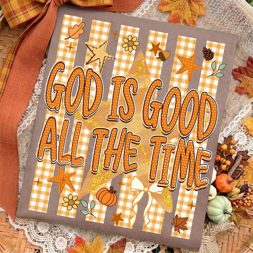 Comfort Colors God Is Good All The Time Shirt, Preppy Coquette Floral Pumpkin Bow Christian Fall Tee - photo 3