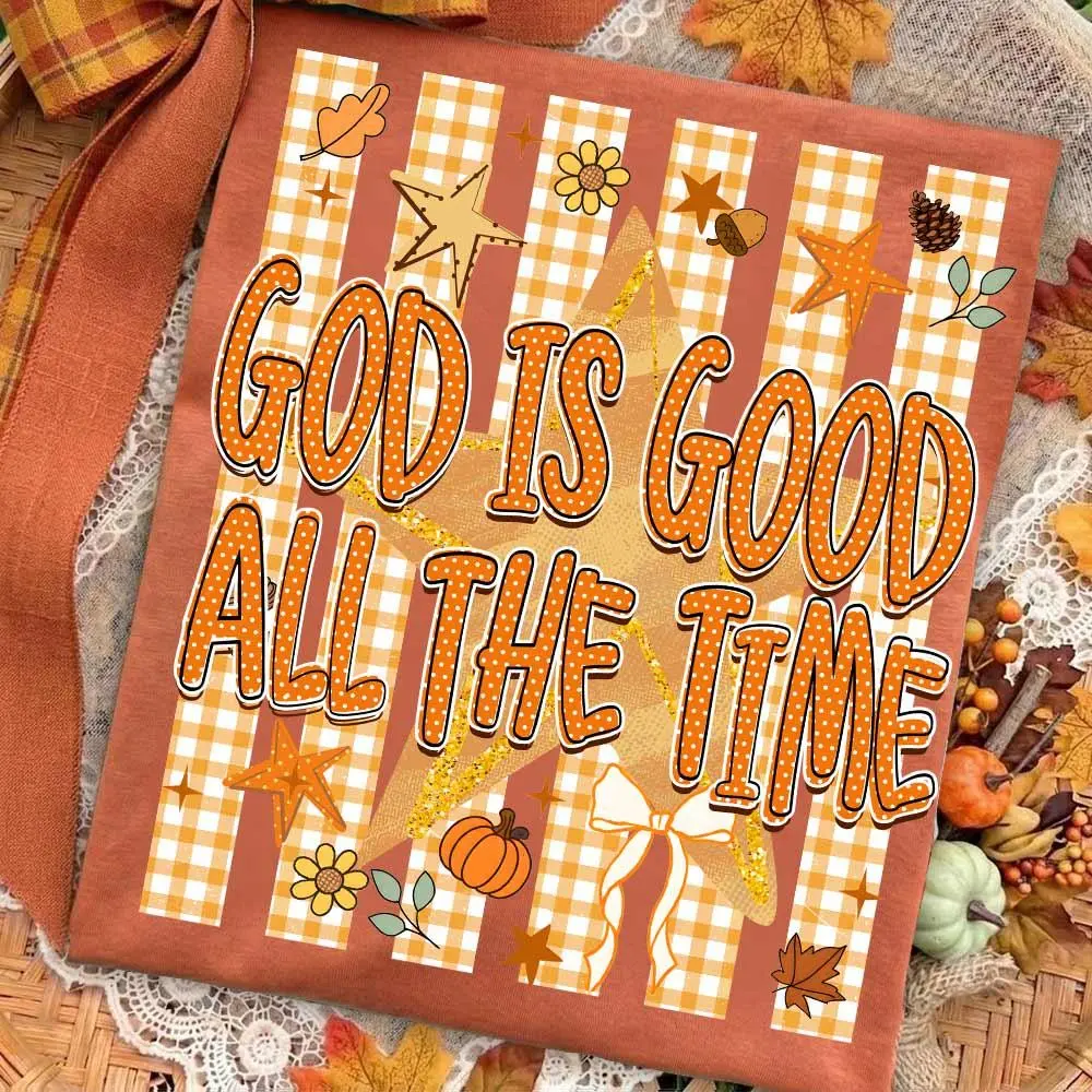 Comfort Colors God Is Good All The Time Shirt, Preppy Coquette Floral Pumpkin Bow Christian Fall Tee - photo 4
