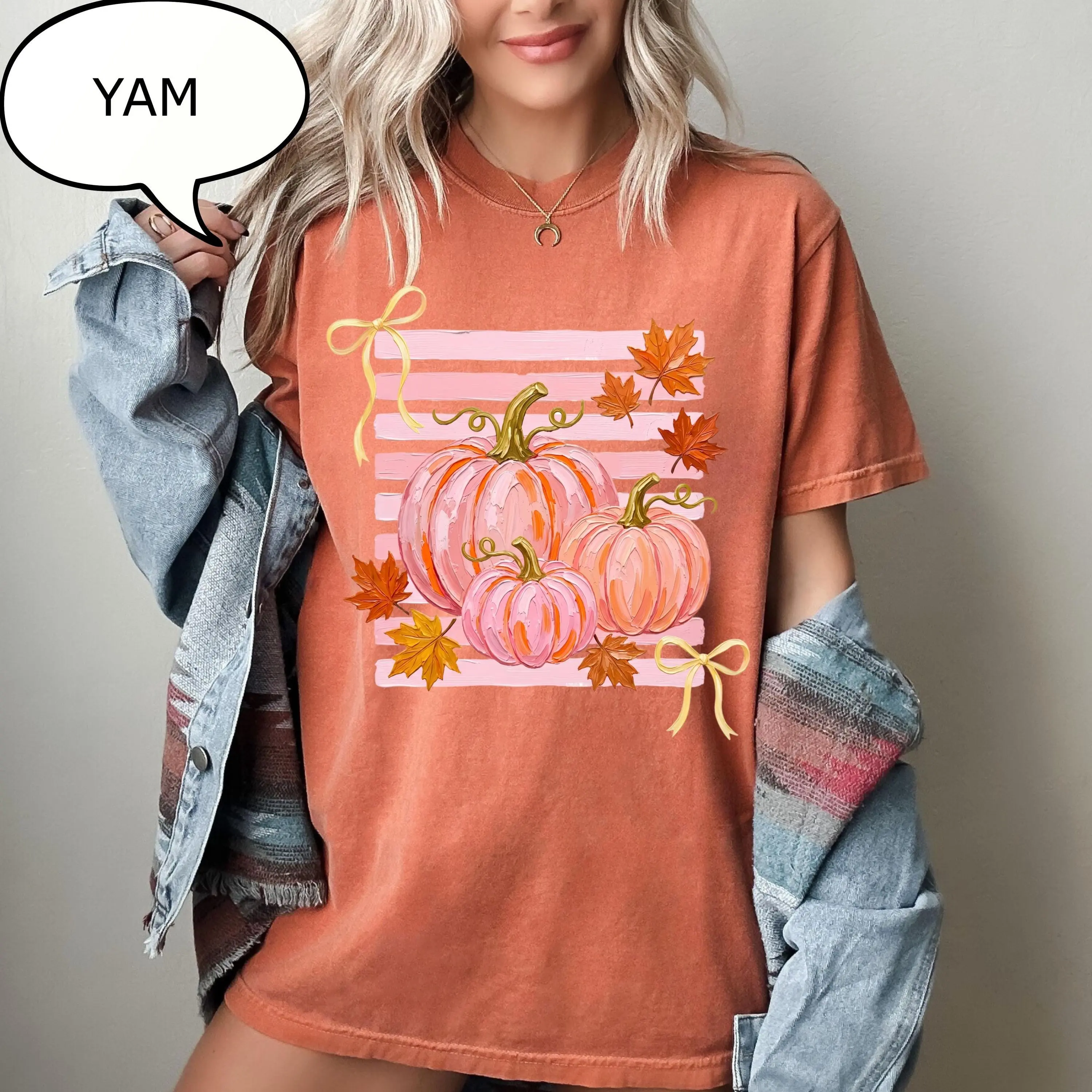 Comfort Colors Preppy Fall Pumpkin T-Shirt, Happy Season Graphic Tee, Cute Autumn Gift - photo 4