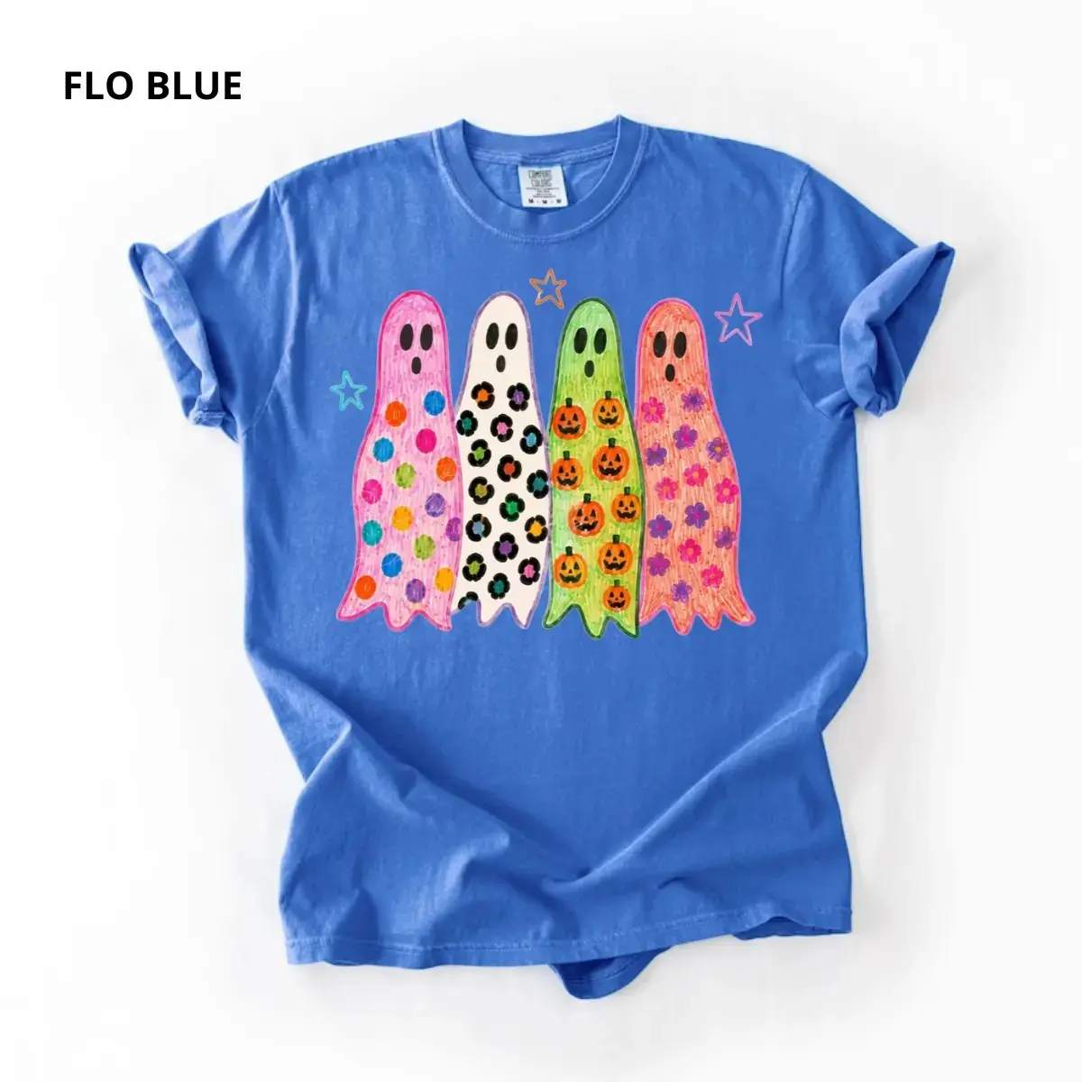 Comfort Colors Preppy Ghost Halloween Shirt, Colorful Leopard Coquette Spooky Season Tee, Summerween Graphic Top - photo 5