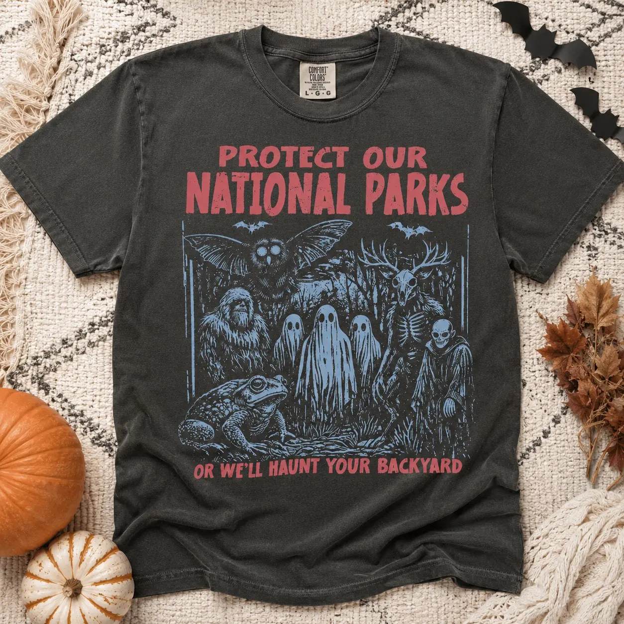 Comfort Colors Protect Our National Parks Cryptids Shirt, Womens Camping Graphic Tee, Spooky Outdoor Fall Hiker Gift - photo 2