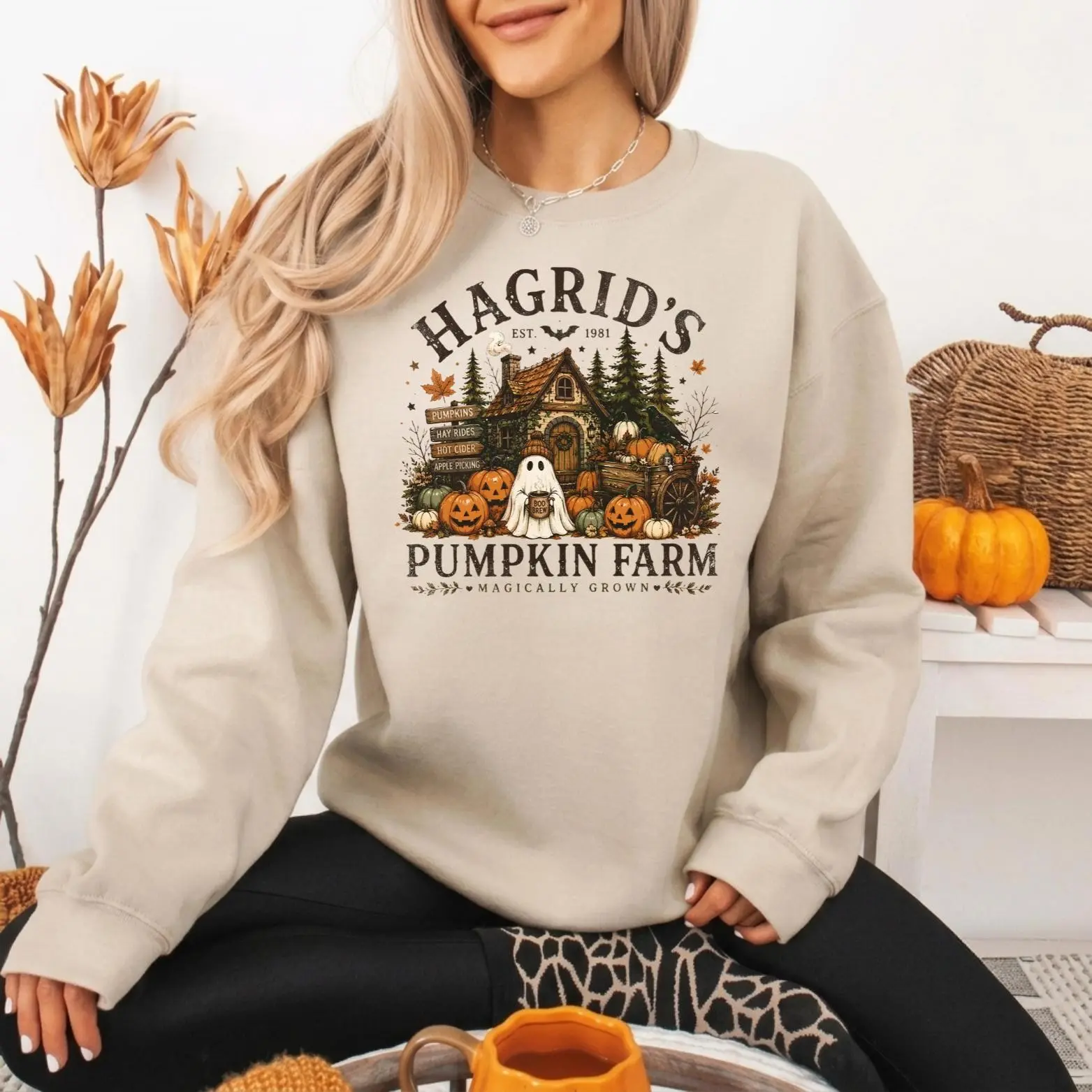 Comfort Colors Pumpkin Patch Shirt and Sweatshirt, Cozy Fall Crewneck Pullover, Halloween Farm Gift - photo 2