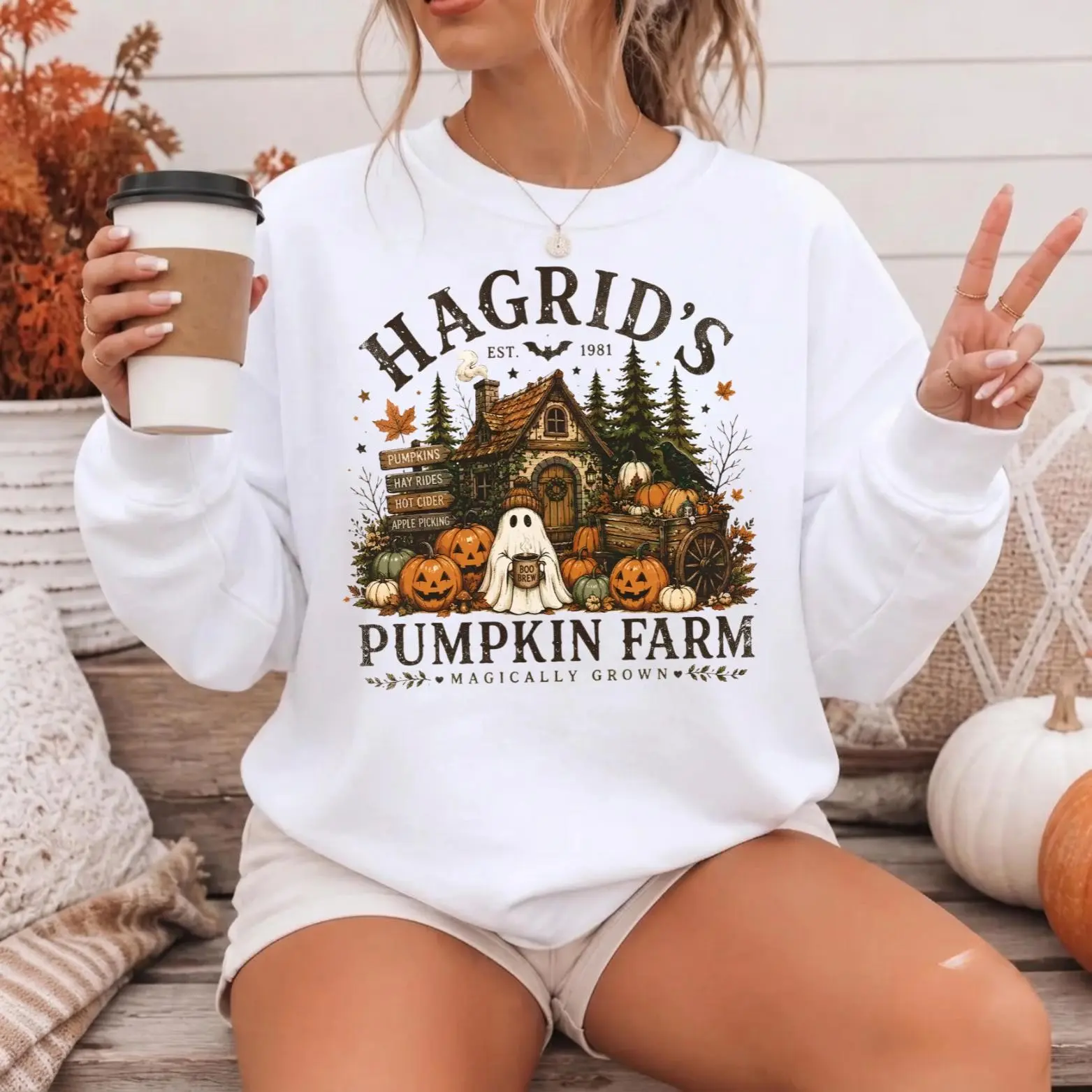 Comfort Colors Pumpkin Patch Shirt and Sweatshirt, Cozy Fall Crewneck Pullover, Halloween Farm Gift - photo 3