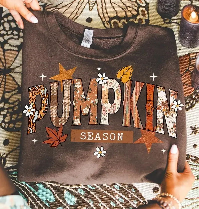 Comfort Colors Pumpkin Season Shirt for Women, Retro Halloween Preppy Bow Tee, Trendy Fall Spooky Graphic Top - photo 3