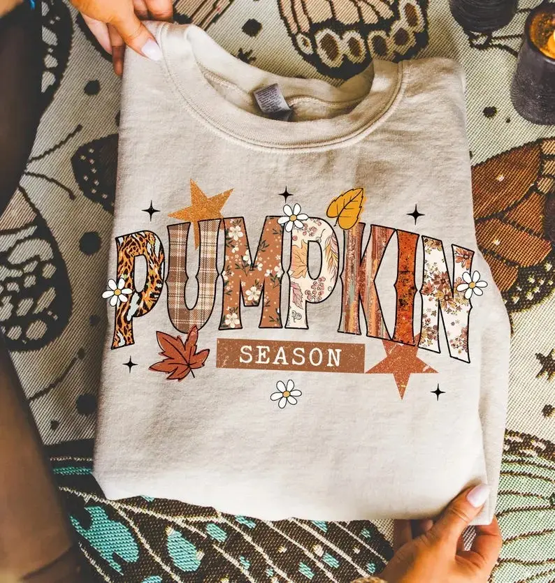 Comfort Colors Pumpkin Season Shirt for Women, Retro Halloween Preppy Bow Tee, Trendy Fall Spooky Graphic Top - photo 5