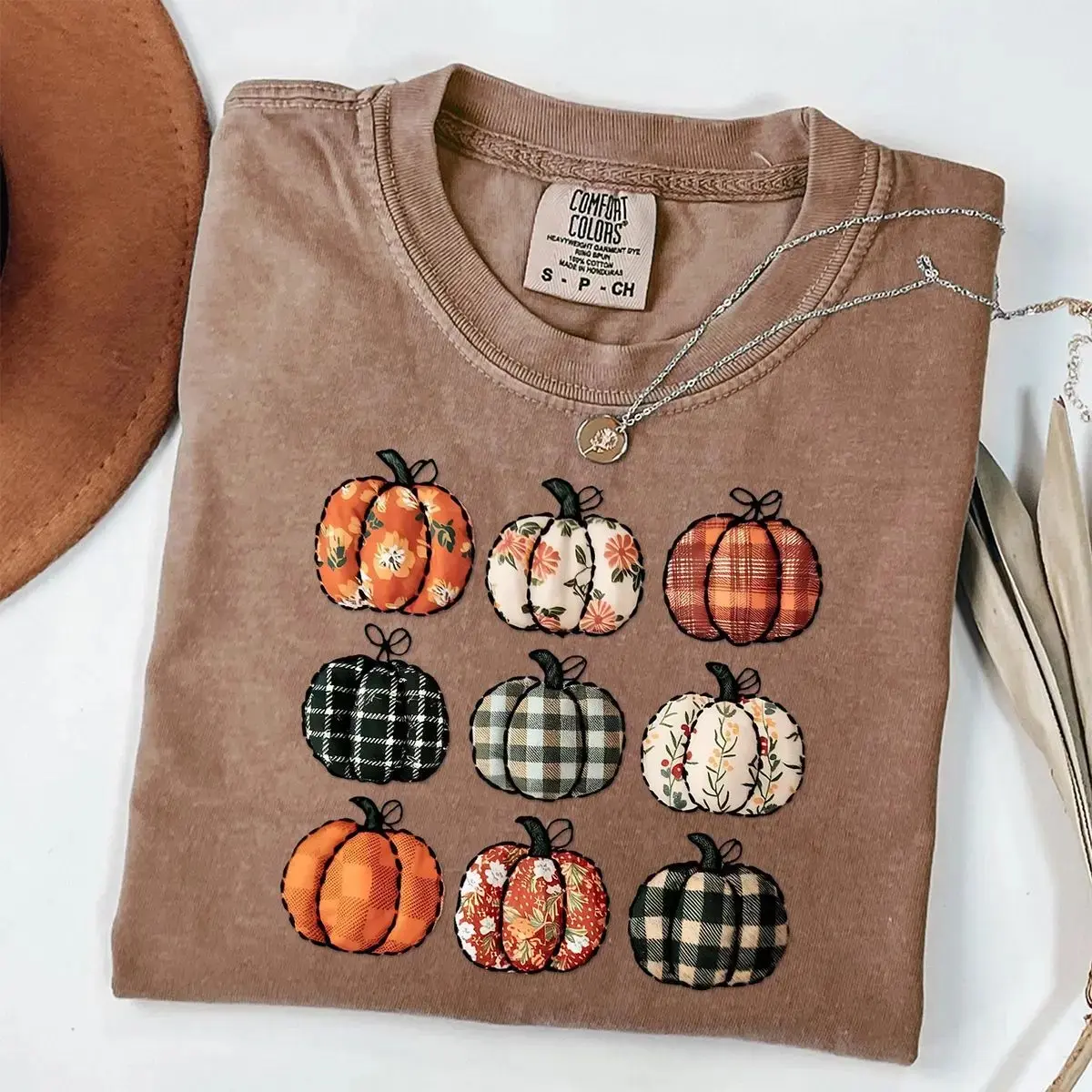 Comfort Colors Pumpkin Season T-Shirt, Cute Vintage Autumn Fall Vibes Graphic Thanksgiving Tee For Women