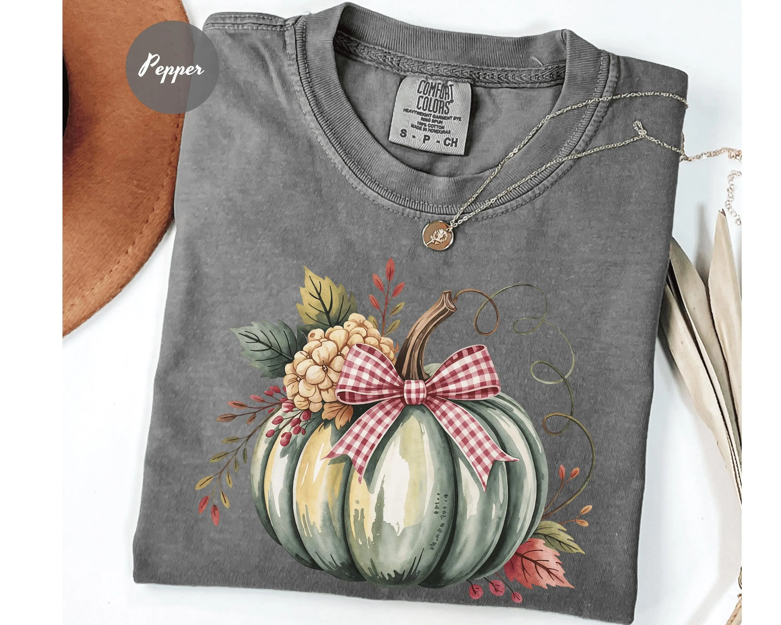 Comfort Colors Watercolor Pumpkin Patch Shirt, Womens Halloween Fall Graphic Tee, Thanksgiving Gift - photo 4