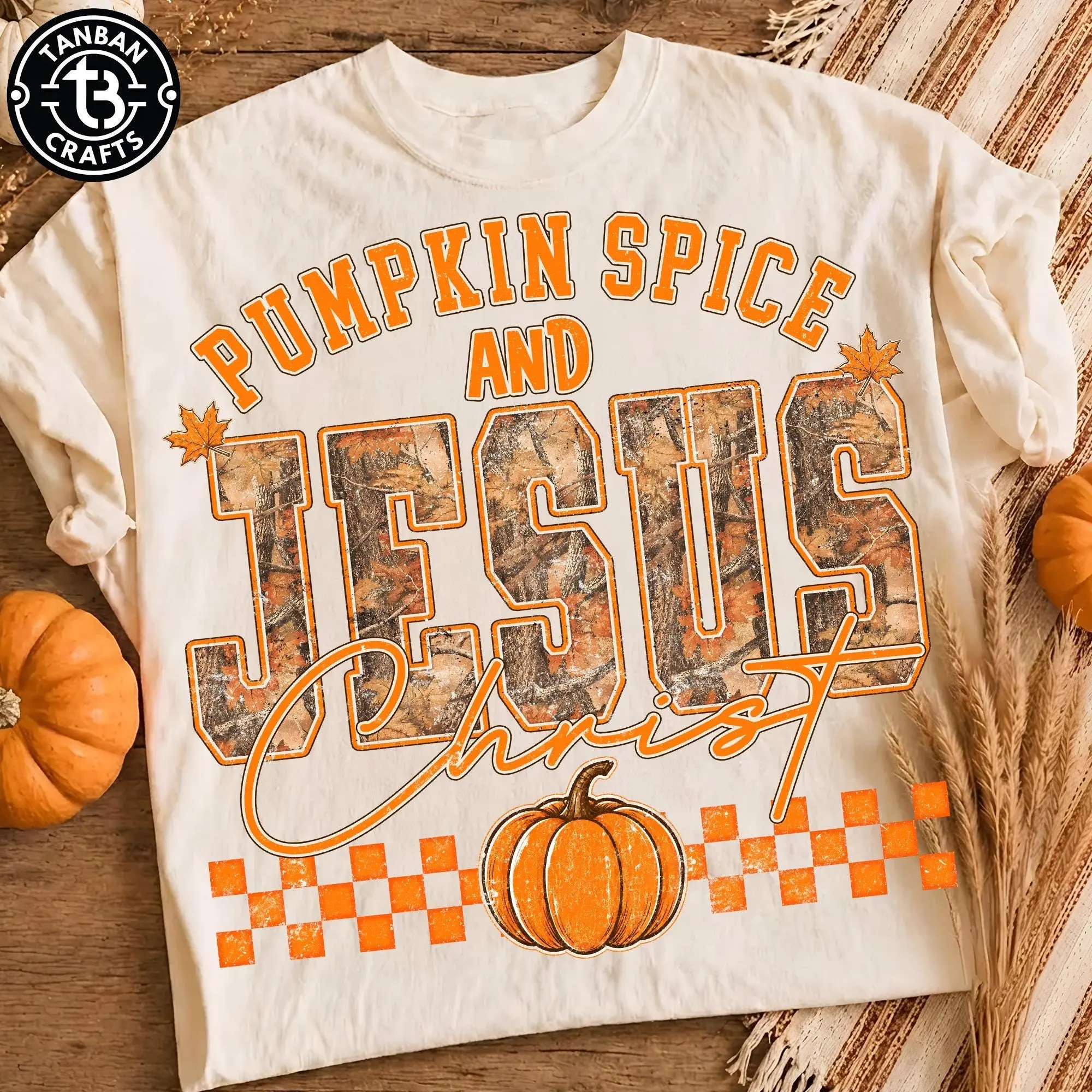 Comfort Colors Pumpkin Spice and Jesus Christ Shirt, Christian Fall Faith Graphic Tee, Retro Autumn Gift - photo 4