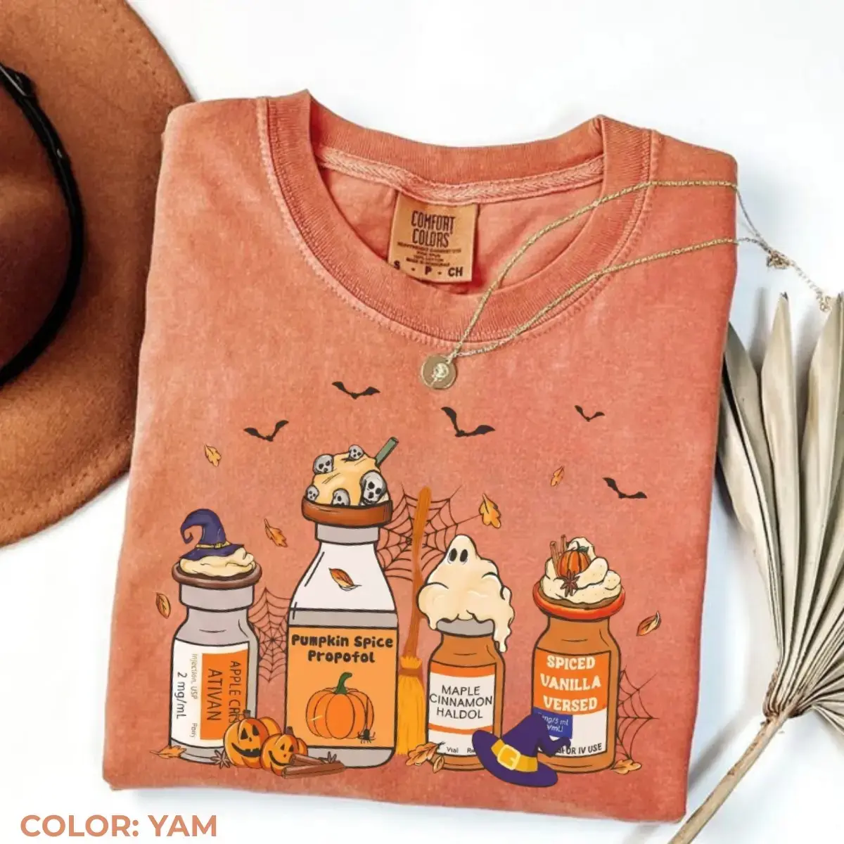 Comfort Colors Pumpkin Spice Halloween Nurse Shirt, Spooky Season Fall Medical Staff Graphic Tee
