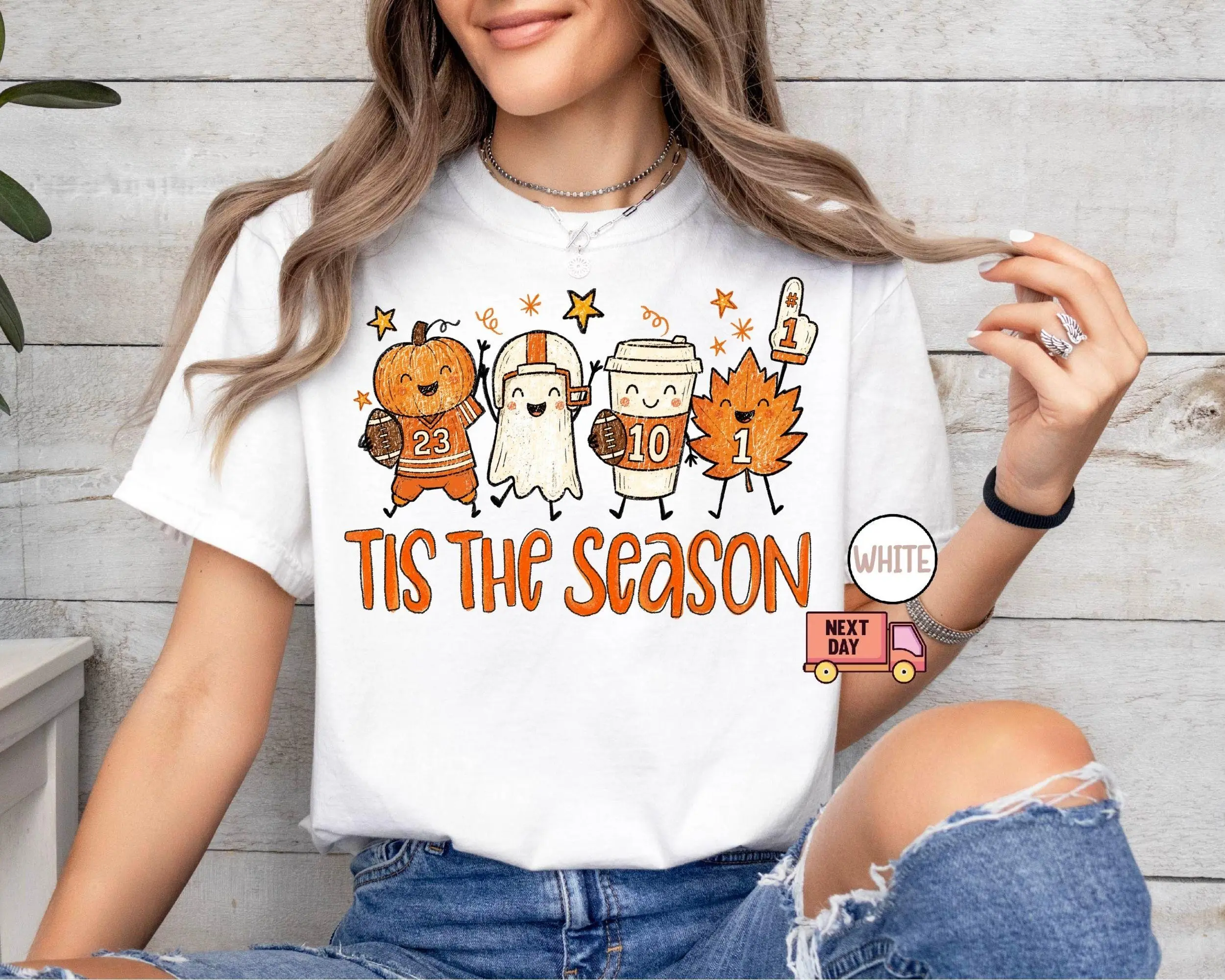 Comfort Colors Pumpkin Spice Latte Shirt, Womens Fall Doodle Graphic Tee, Autumn Leaves Cozy Thanksgiving Tis The Season Top