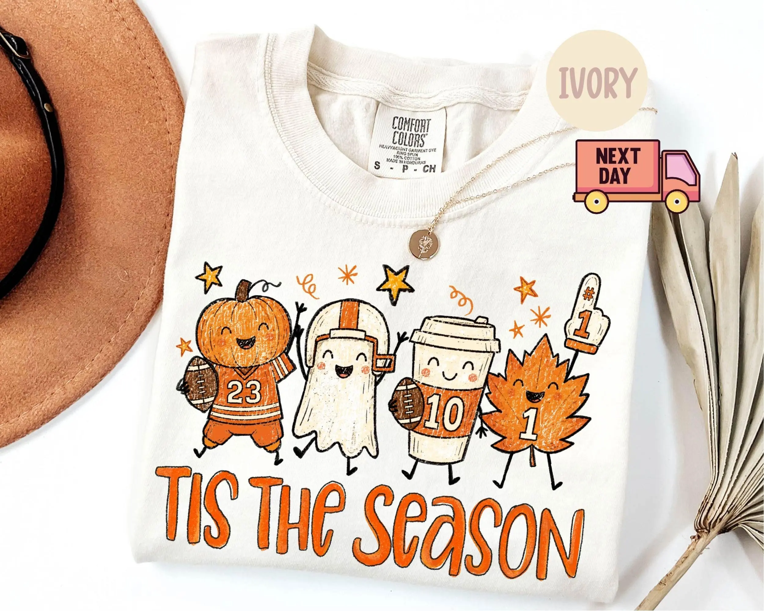 Comfort Colors Pumpkin Spice Latte Shirt, Womens Fall Doodle Graphic Tee, Autumn Leaves Cozy Thanksgiving Tis The Season Top - photo 2