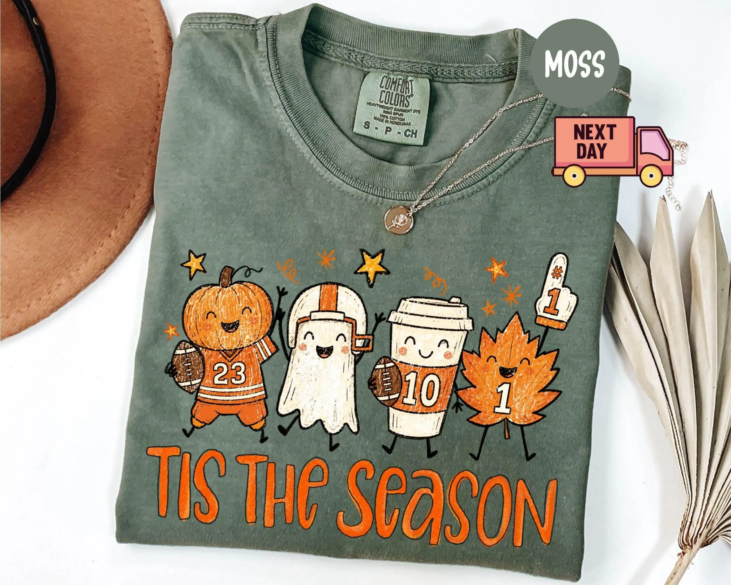 Comfort Colors Pumpkin Spice Latte Shirt, Womens Fall Doodle Graphic Tee, Autumn Leaves Cozy Thanksgiving Tis The Season Top - photo 3