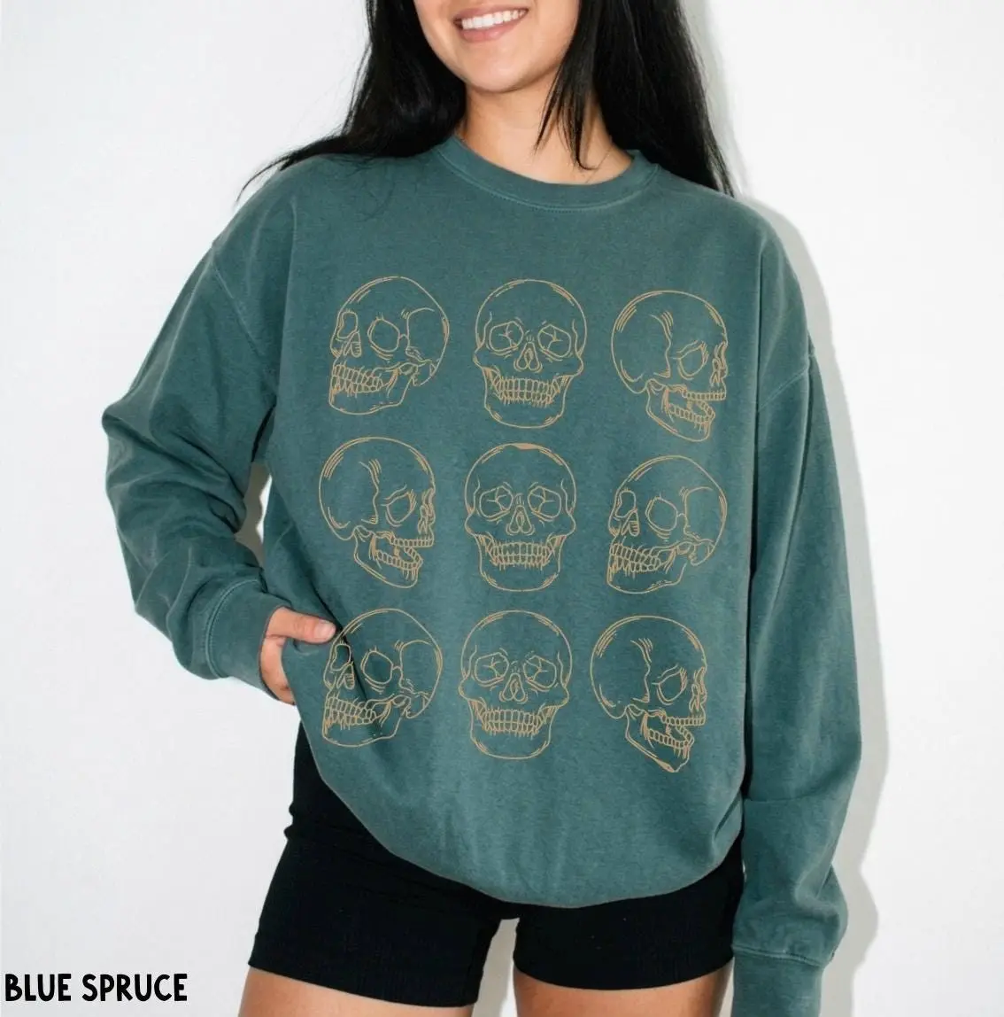 Comfort Colors Pumpkin Jack O Lantern Sweatshirt, Halloween Trick Or Treat Spooky Season Fall Sweater - photo 2