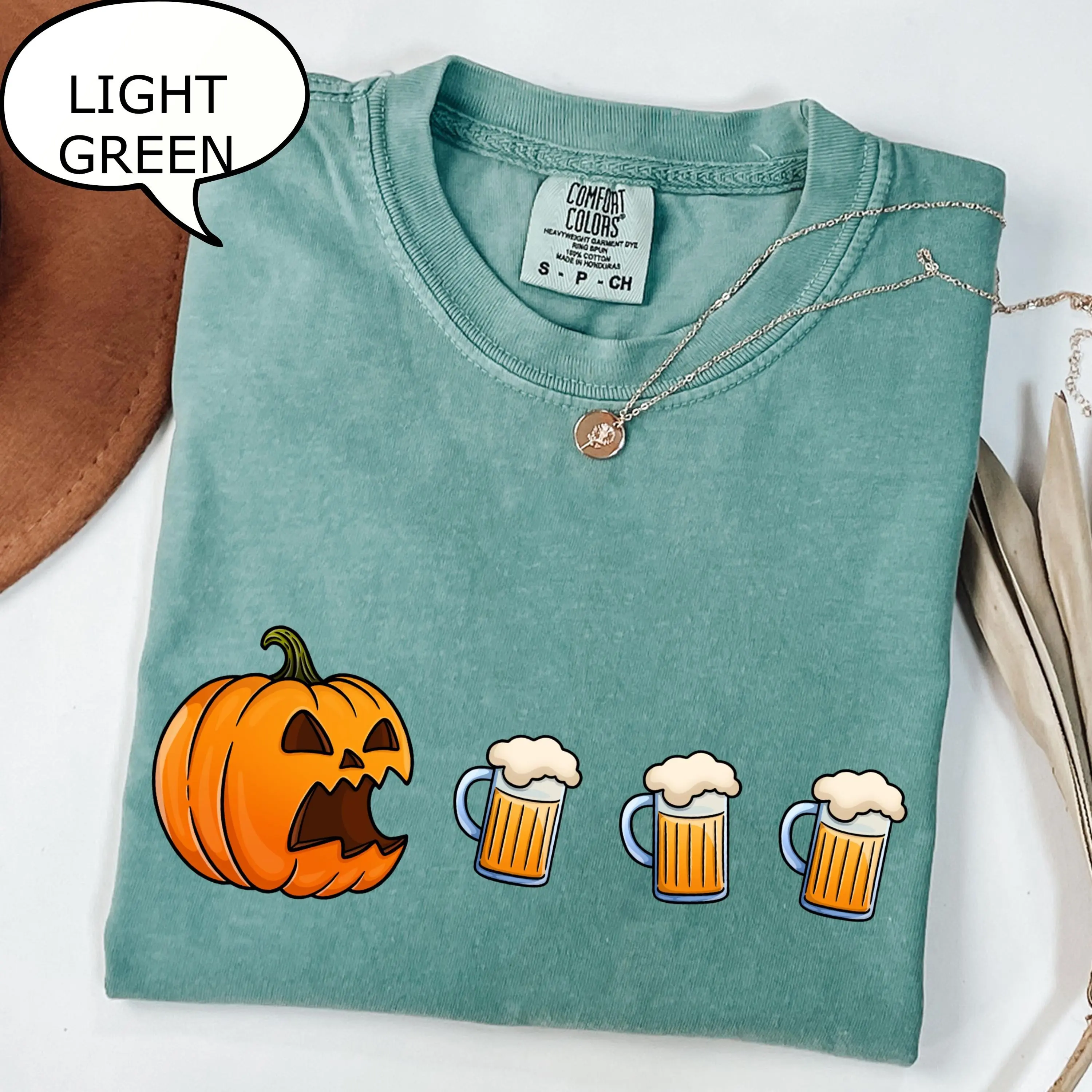 Comfort Colors Pumpkin Wine T-Shirt, Funny Halloween Spice Graphic Tee, Autumn Fall Drinker Lover Gift for Women
