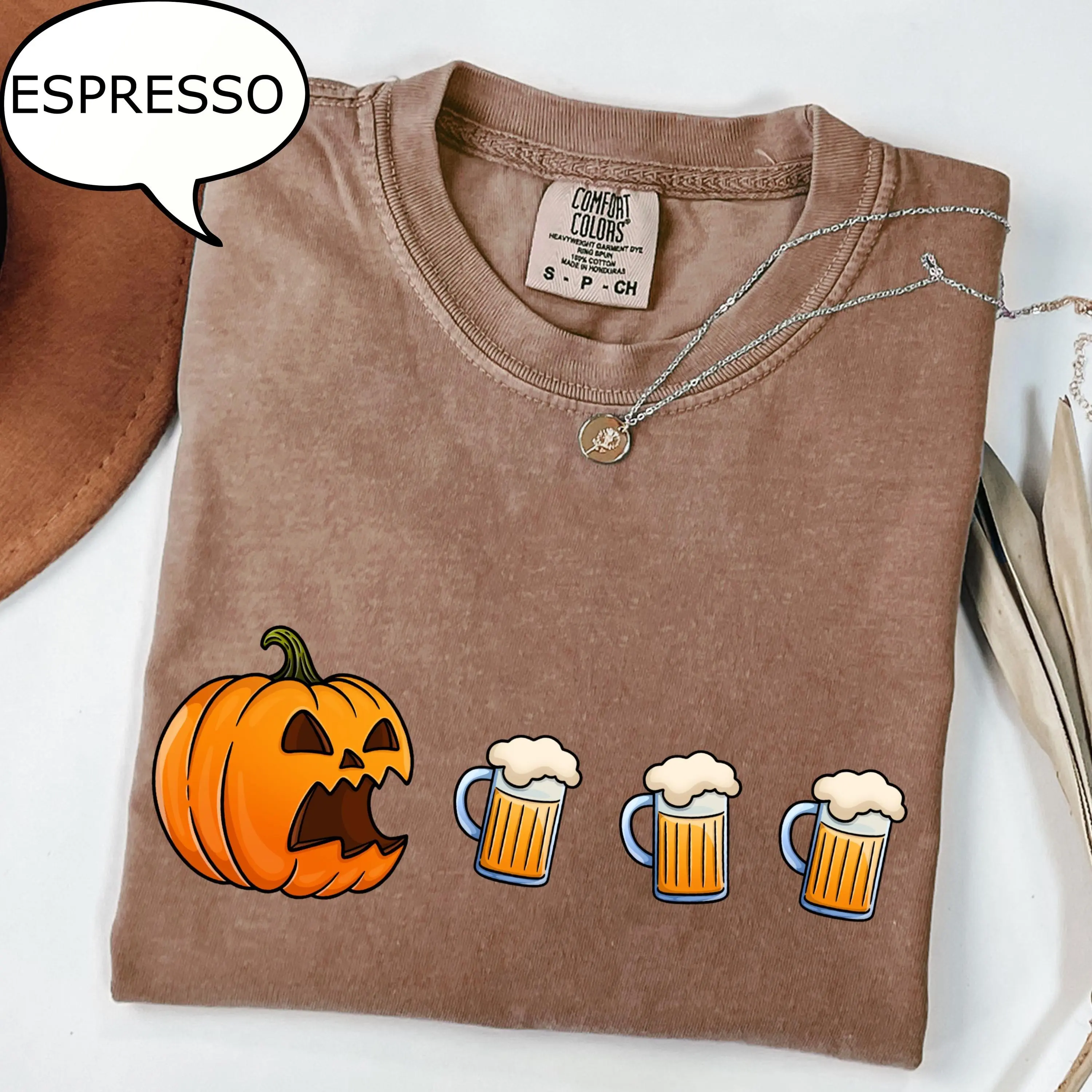 Comfort Colors Pumpkin Wine T-Shirt, Funny Halloween Spice Graphic Tee, Autumn Fall Drinker Lover Gift for Women - photo 2