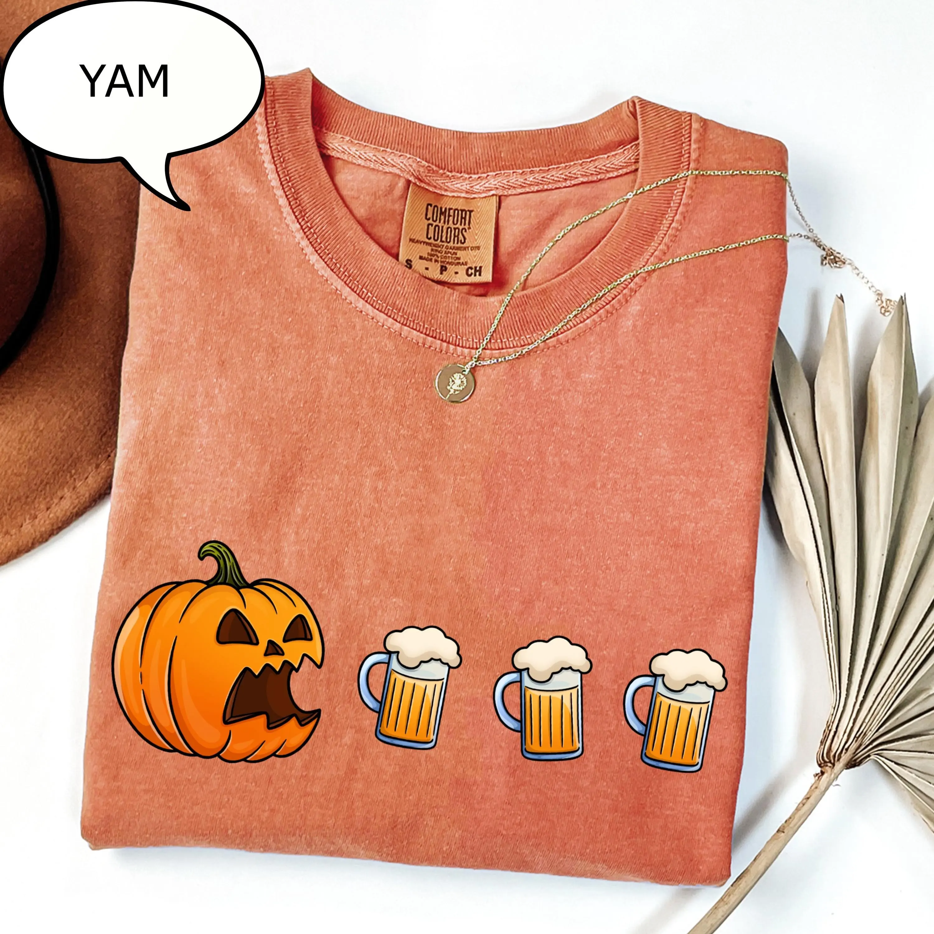 Comfort Colors Pumpkin Wine T-Shirt, Funny Halloween Spice Graphic Tee, Autumn Fall Drinker Lover Gift for Women - photo 3