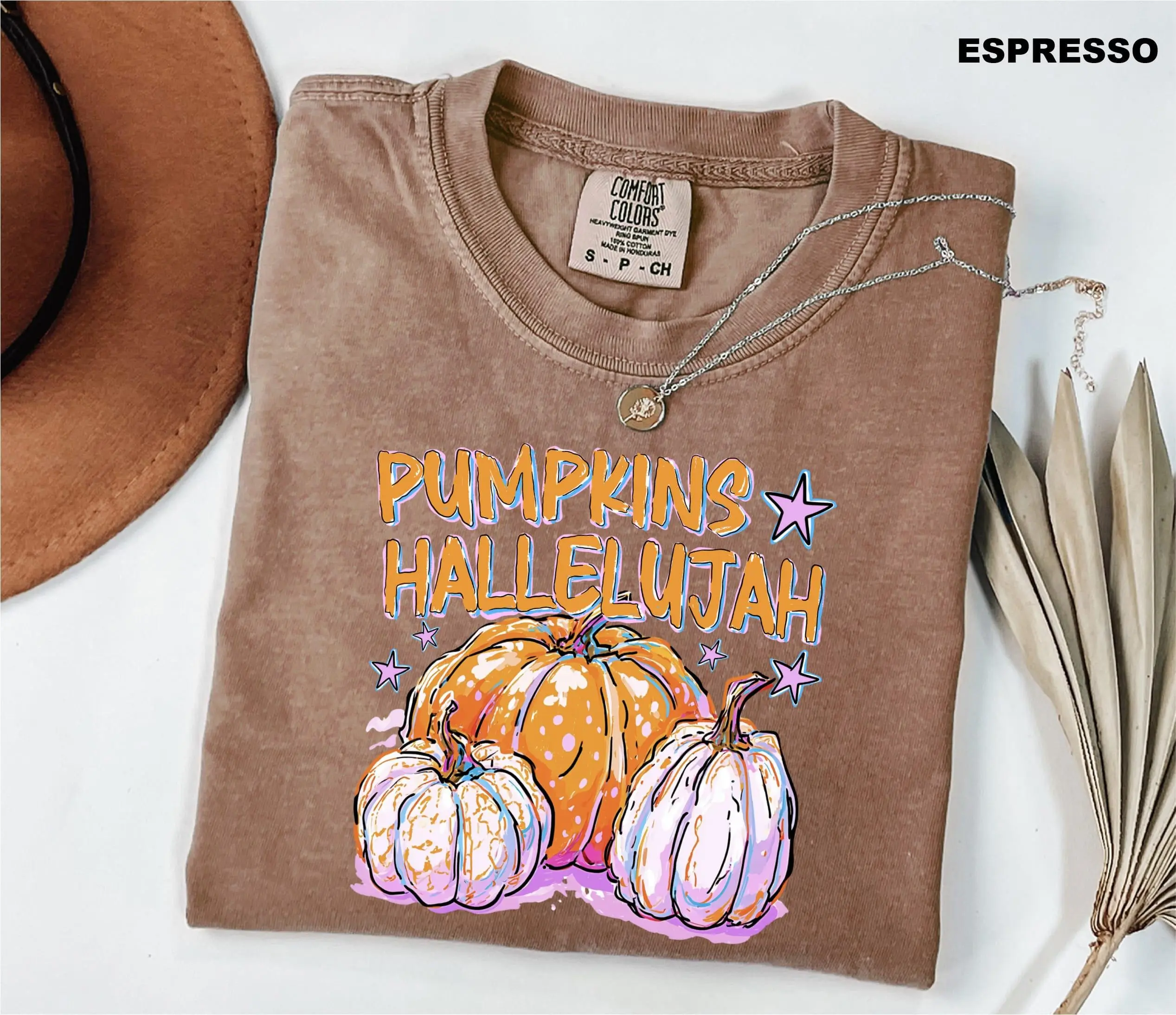 Comfort Colors Pumpkins Hallelujah Shirt, Christian Faith Retro Fall Thanksgiving Church Graphic Tee - photo 2