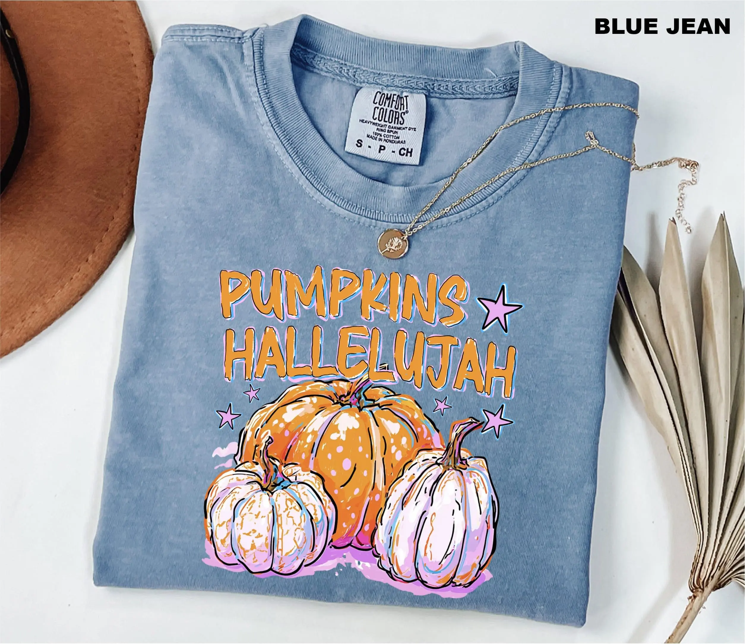 Comfort Colors Pumpkins Hallelujah Shirt, Christian Faith Retro Fall Thanksgiving Church Graphic Tee - photo 4
