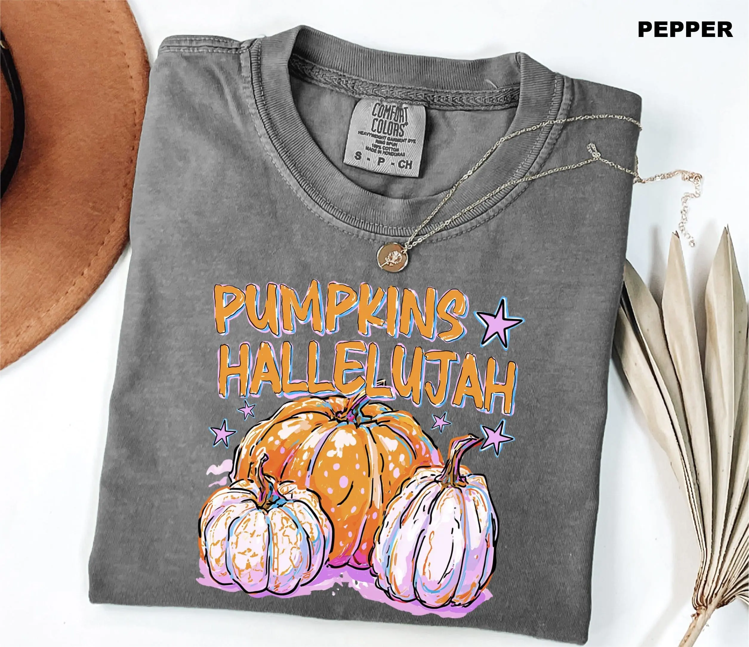 Comfort Colors Pumpkins Hallelujah Shirt, Christian Faith Retro Fall Thanksgiving Church Graphic Tee - photo 5