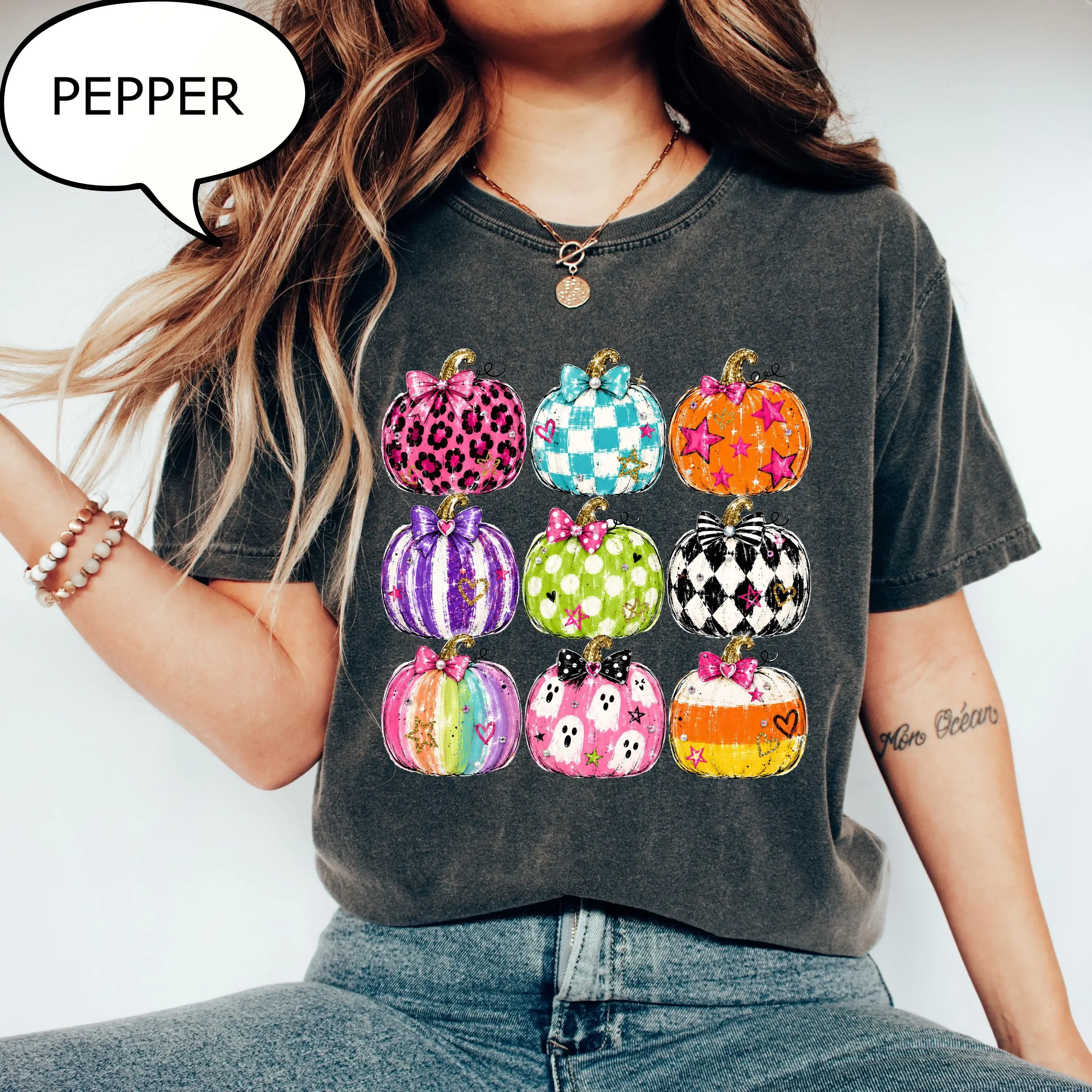 Comfort Colors Pumpkins T-Shirt, Watercolor Pumpkin Shirt, Fall Season Tee - photo 2
