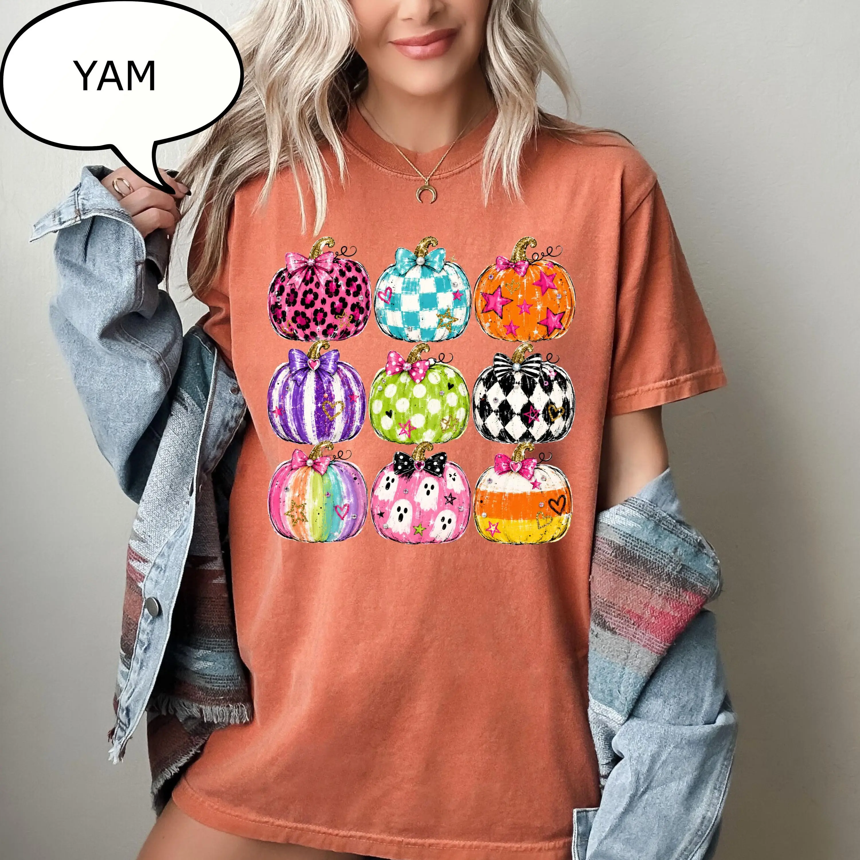 Comfort Colors Pumpkins T-Shirt, Watercolor Pumpkin Shirt, Fall Season Tee - photo 3