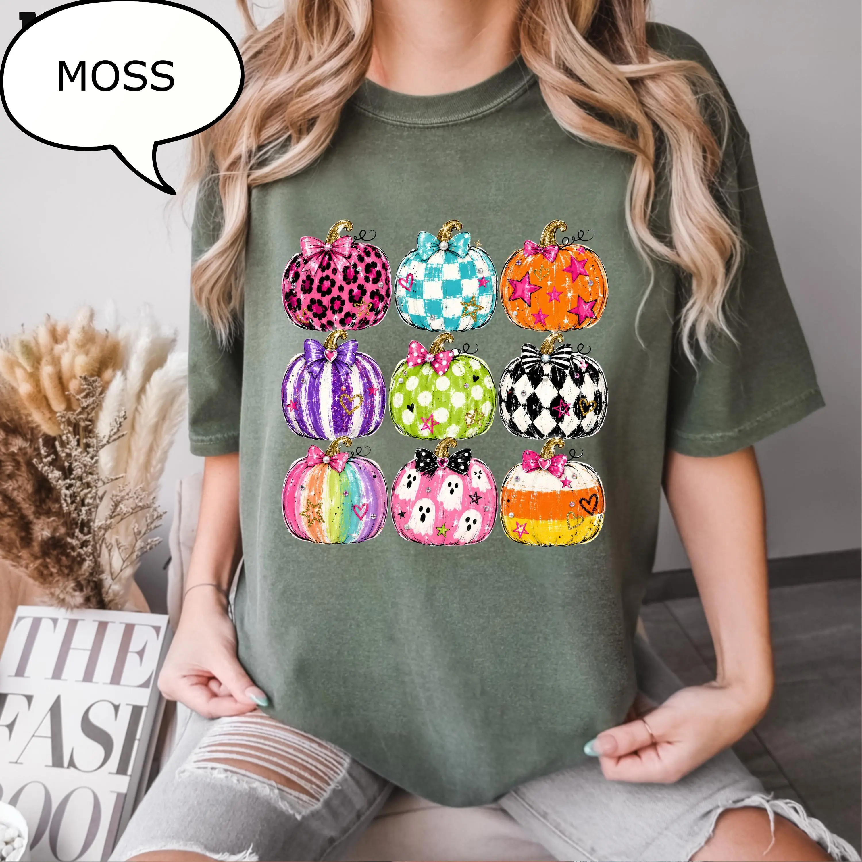 Comfort Colors Pumpkins T-Shirt, Watercolor Pumpkin Shirt, Fall Season Tee - photo 4