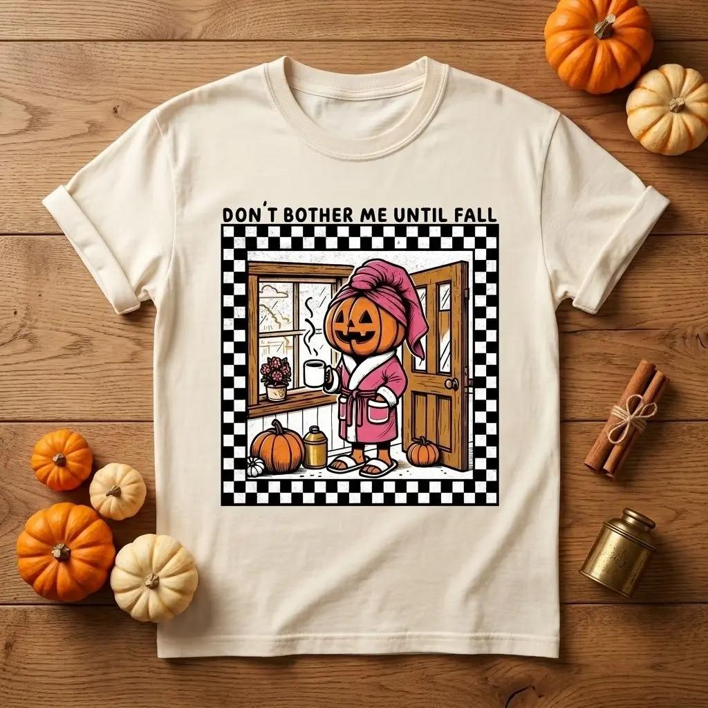 Comfort Colors Retro Don't Bother Me Until Fall Shirt, Autumn Pumpkin Season Halloween Graphic Tee - photo 2