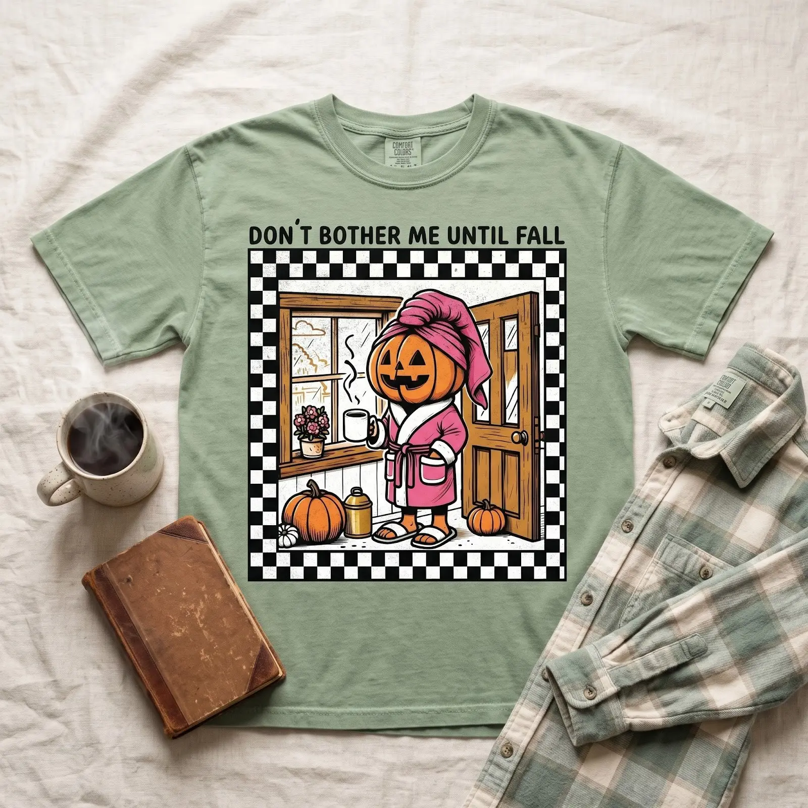 Comfort Colors Retro Don't Bother Me Until Fall Shirt, Autumn Pumpkin Season Halloween Graphic Tee - photo 3