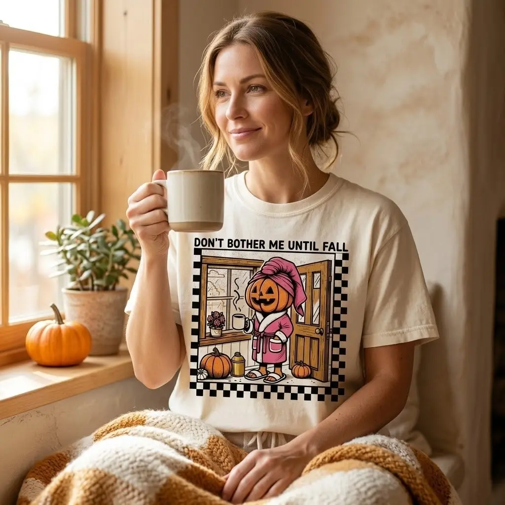Comfort Colors Retro Don't Bother Me Until Fall Shirt, Autumn Pumpkin Season Halloween Graphic Tee - photo 5