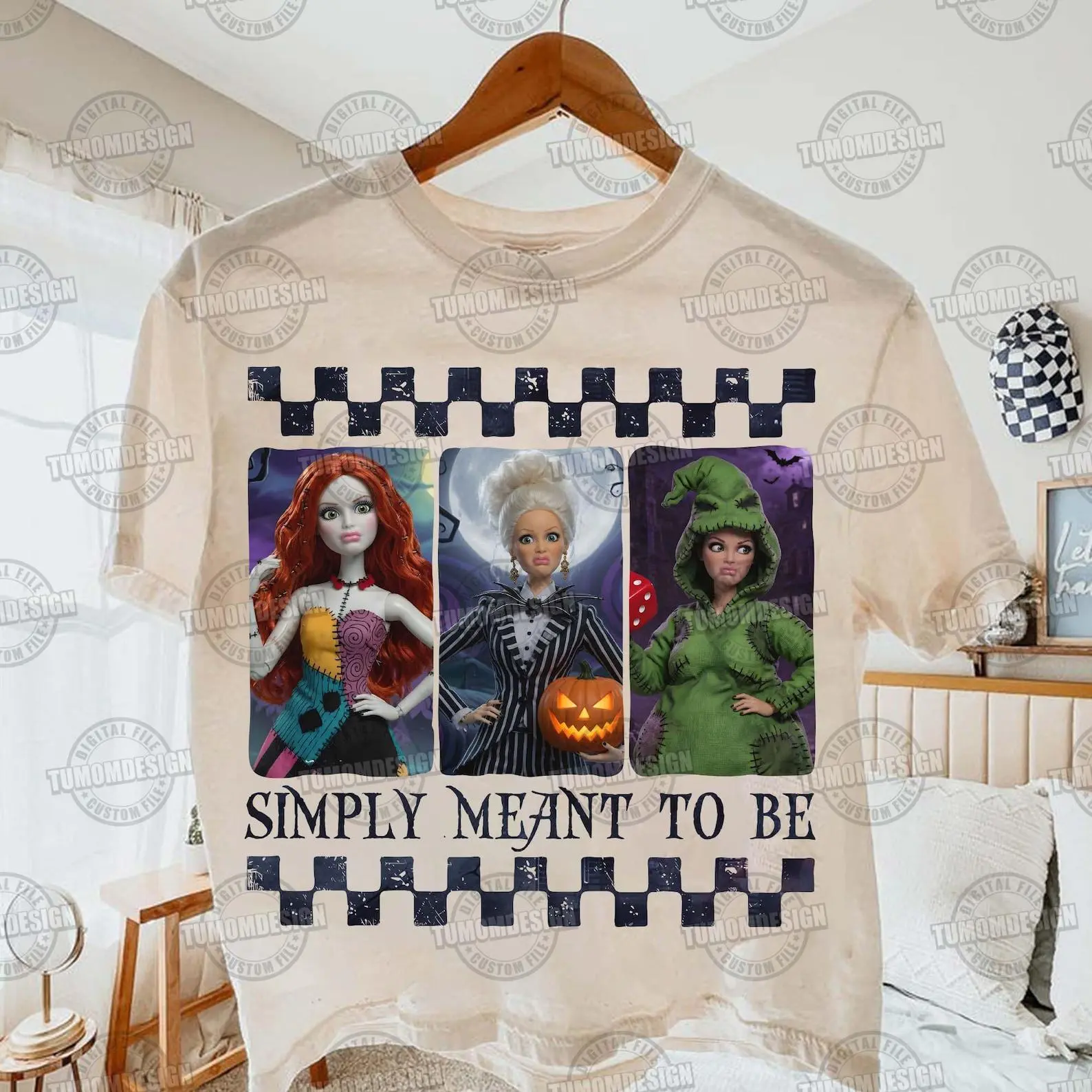 Comfort Colors Retro Funny Doll Face Halloween T-Shirt, Matching Couple Graphic Tee - photo 5