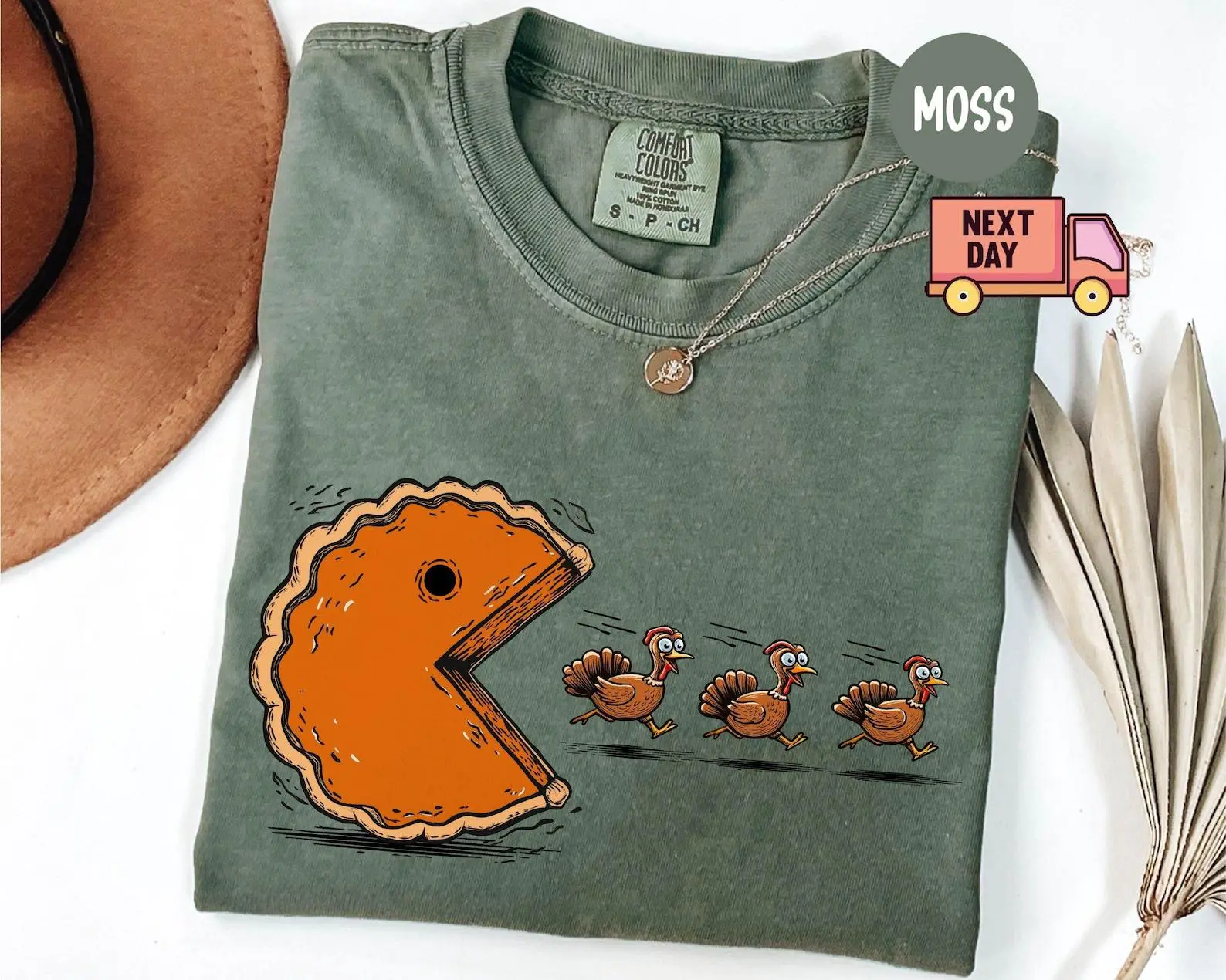 Comfort Colors Retro Funny Thanksgiving Shirt, Turkey Pumpkin Pie Game Humor Graphic Tee - photo 3
