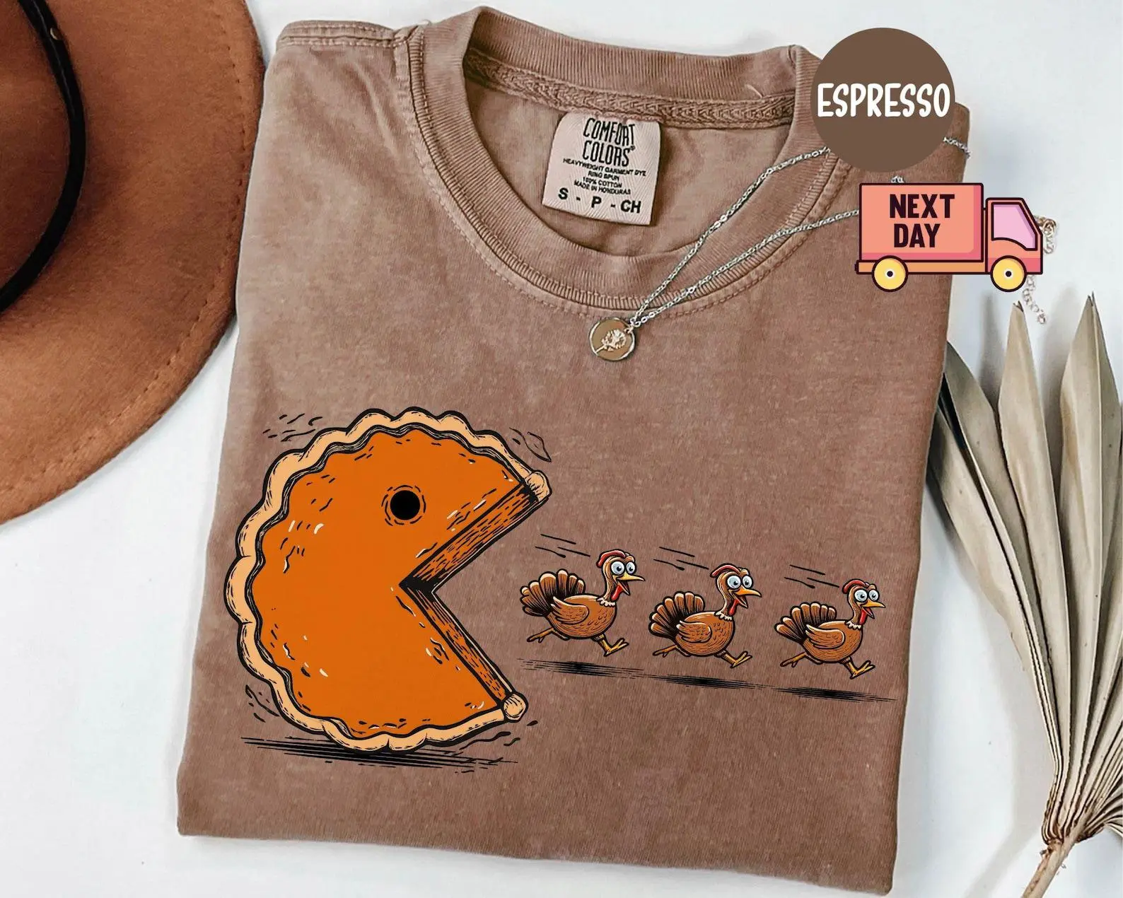 Comfort Colors Retro Funny Thanksgiving Shirt, Turkey Pumpkin Pie Game Humor Graphic Tee - photo 4
