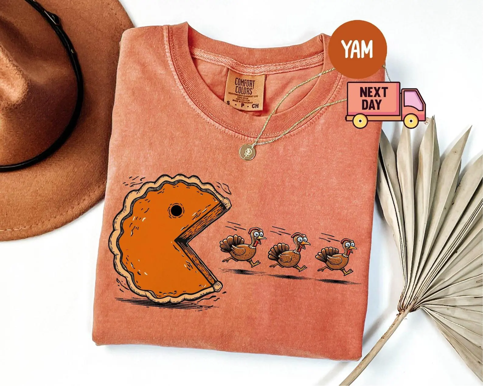 Comfort Colors Retro Funny Thanksgiving Shirt, Turkey Pumpkin Pie Game Humor Graphic Tee - photo 5