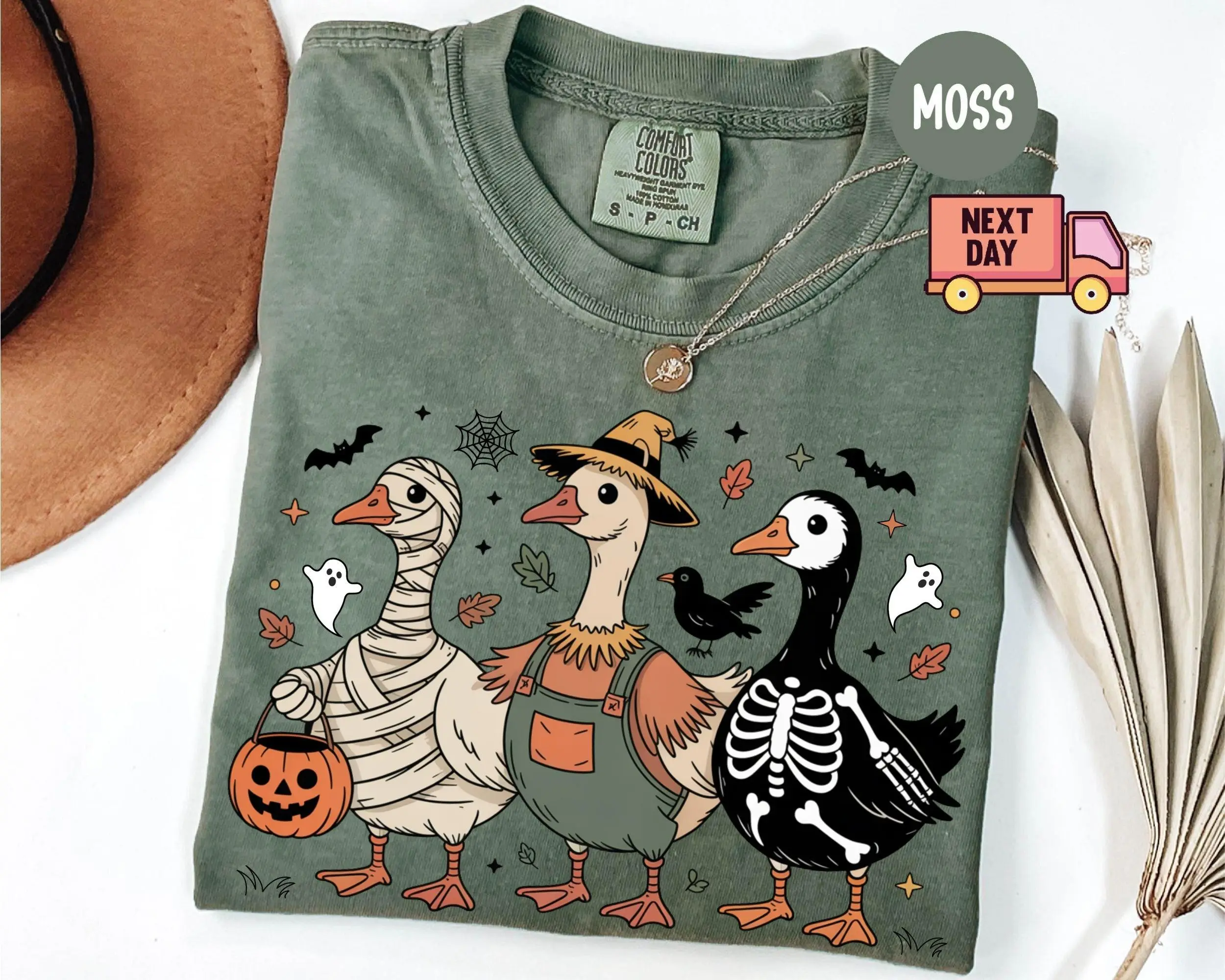 Comfort Colors Retro Goose Halloween Shirt, Ghost Pumpkin Witch Graphic Tee, Vintage Spooky Aesthetic Top