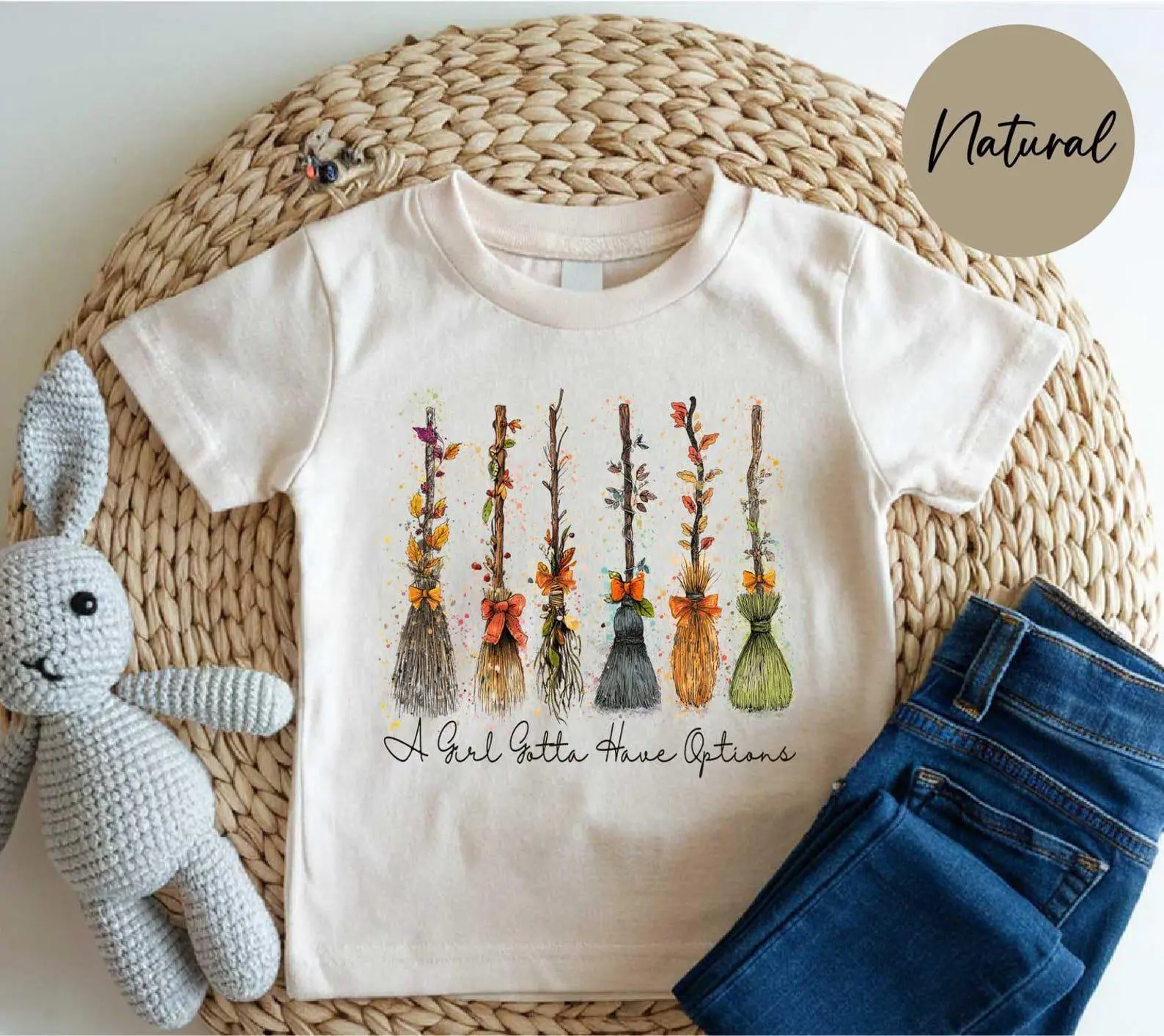 Comfort Colors Retro Halloween A Girl Gotta Have Options Shirt, Witch Broom Tee, Feeling Witchy Spooky Season Vibes Top - photo 4