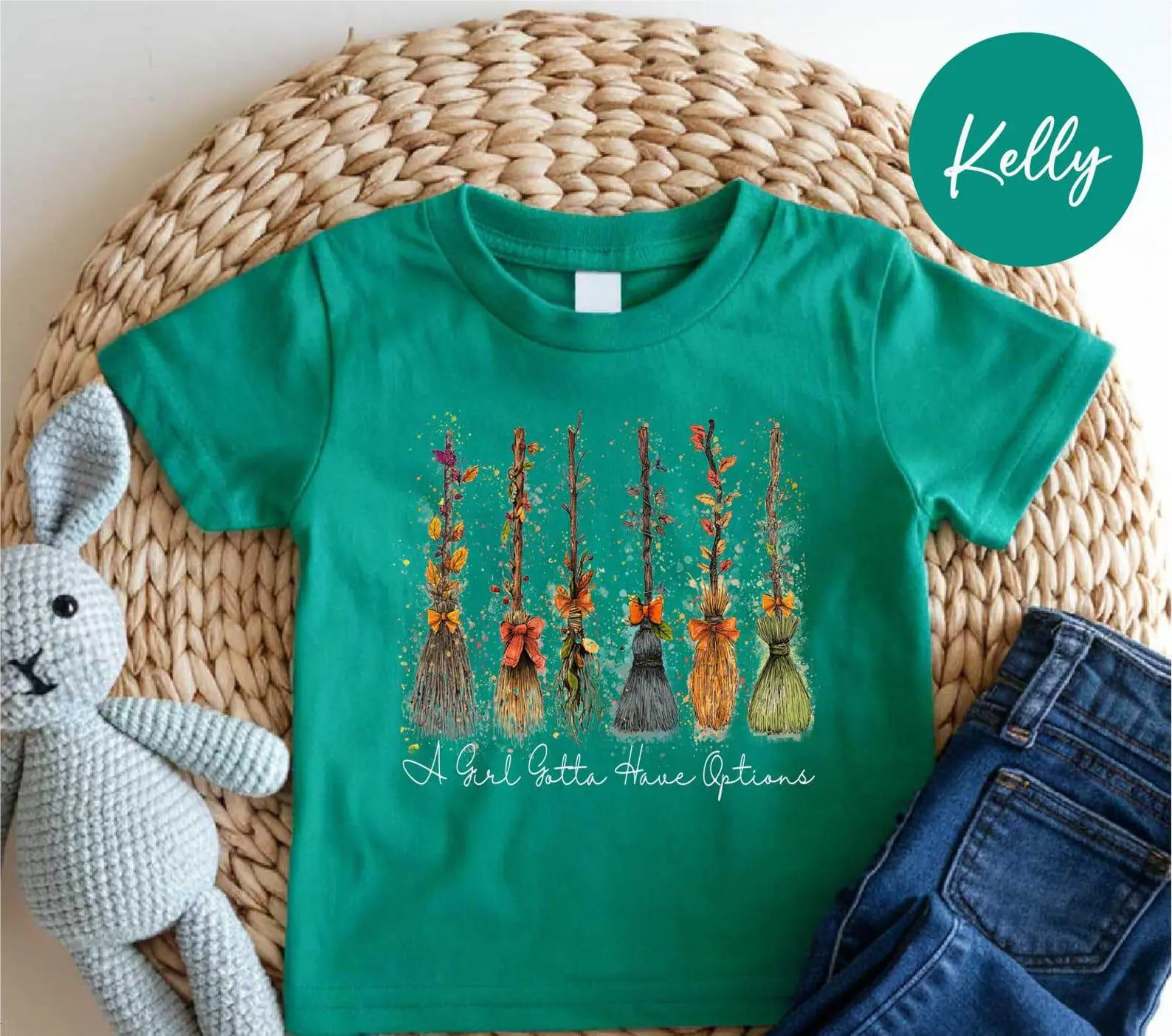 Comfort Colors Retro Halloween A Girl Gotta Have Options Shirt, Witch Broom Tee, Feeling Witchy Spooky Season Vibes Top - photo 5