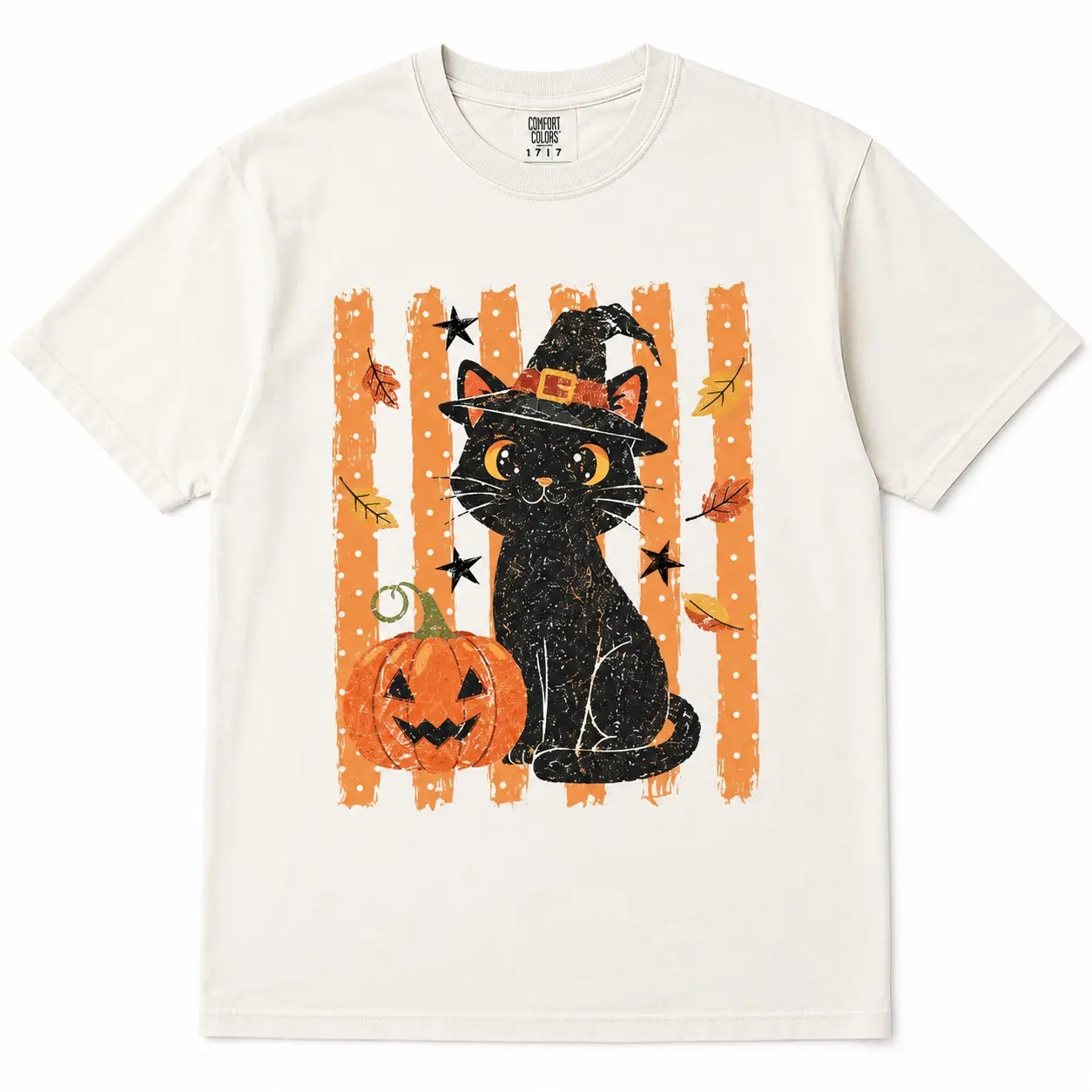 Comfort Colors Retro Halloween Shirt, Cute Ghost Pumpkin Witch Cat Graphic Tee, Womens Spooky Party Top - photo 4