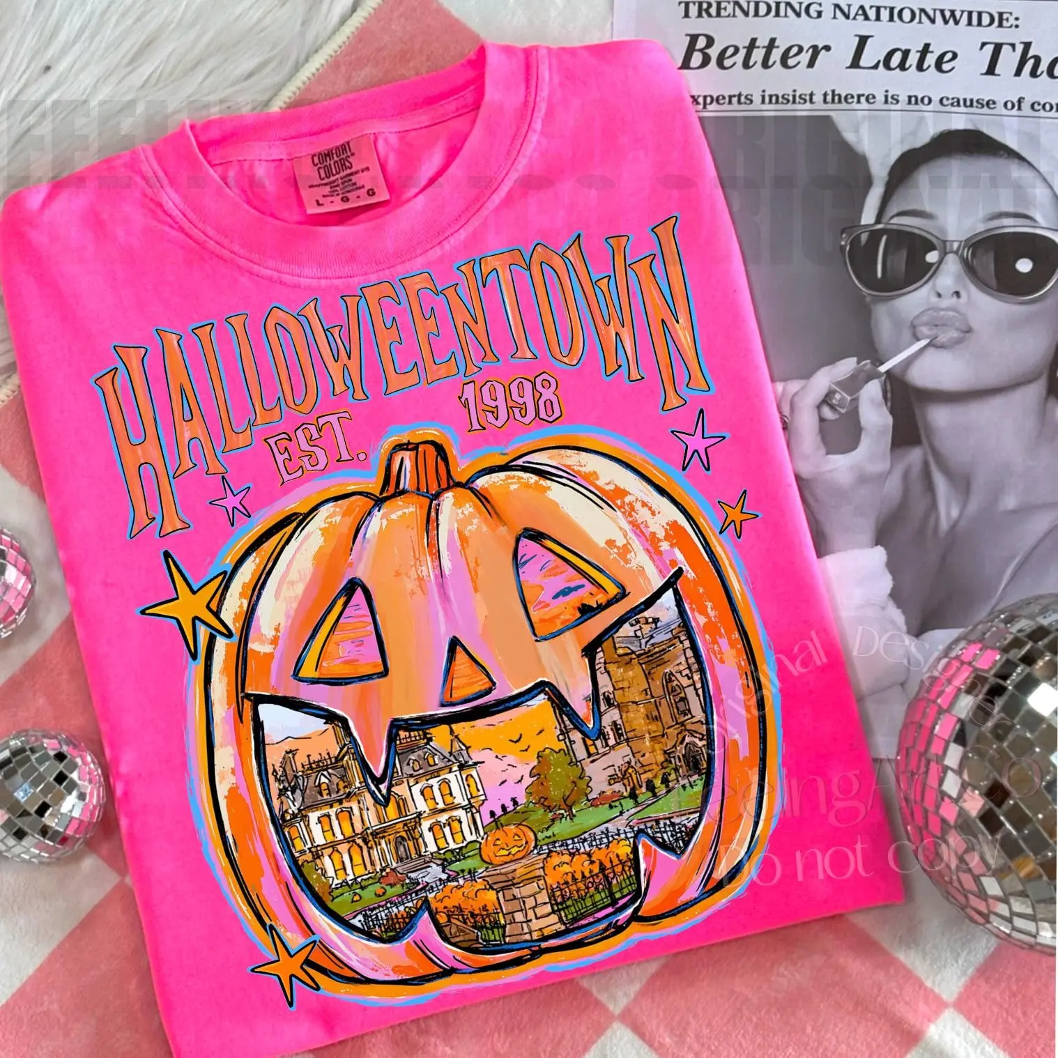 Comfort Colors Retro Halloween Pumpkin Graphic Tee, Women Preppy Jack O Lantern T-Shirt, Spooky Season Autumn Fall Shirt - photo 4