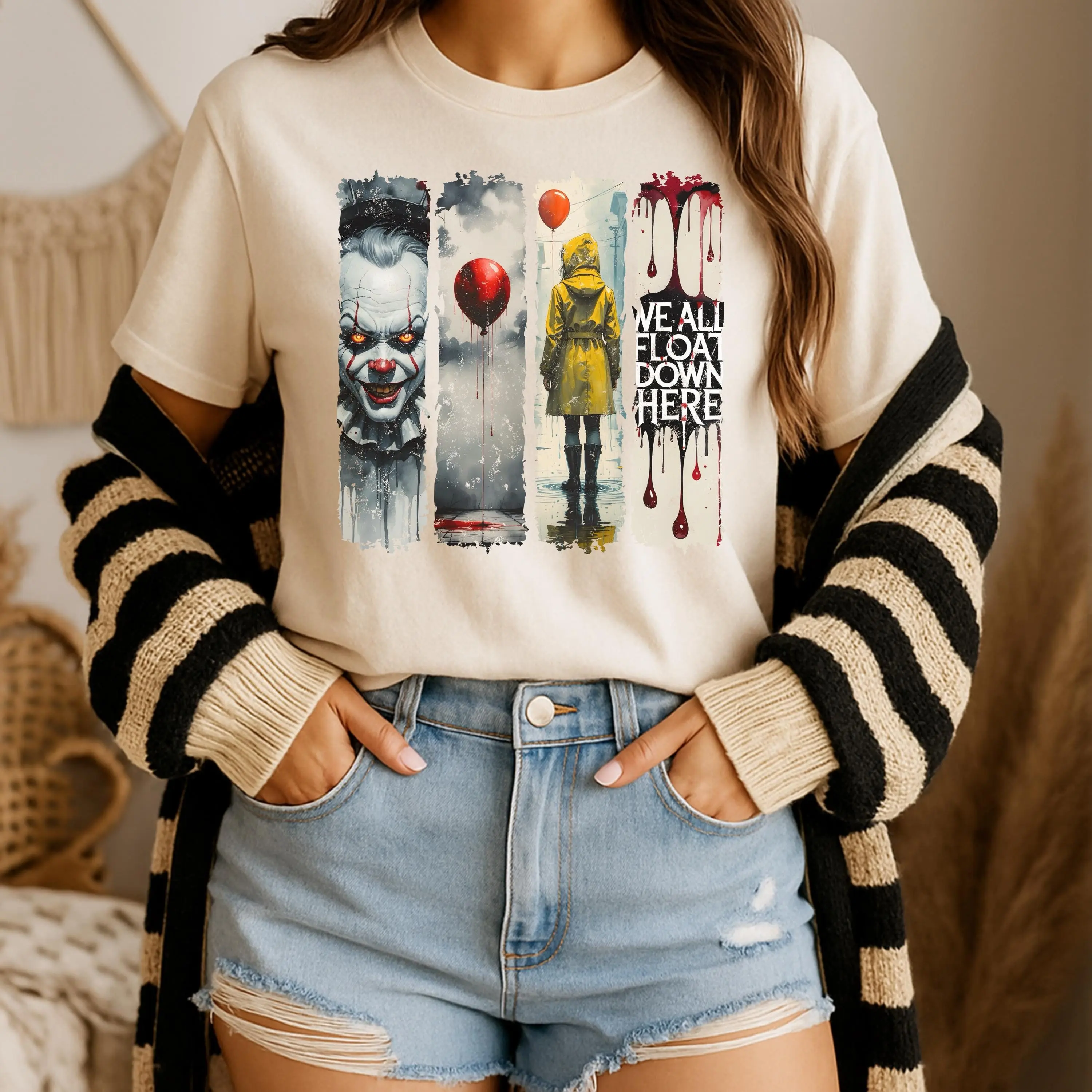 Comfort Colors Retro Halloween T-Shirt, Vintage Horror Graphic Design Tee, Spooky Season Gift - photo 3