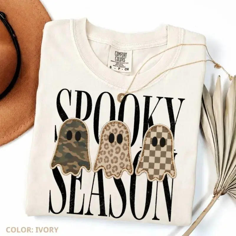 Comfort Colors Retro patchwork ghosts Shirt, checkered ghost, trendy fall
