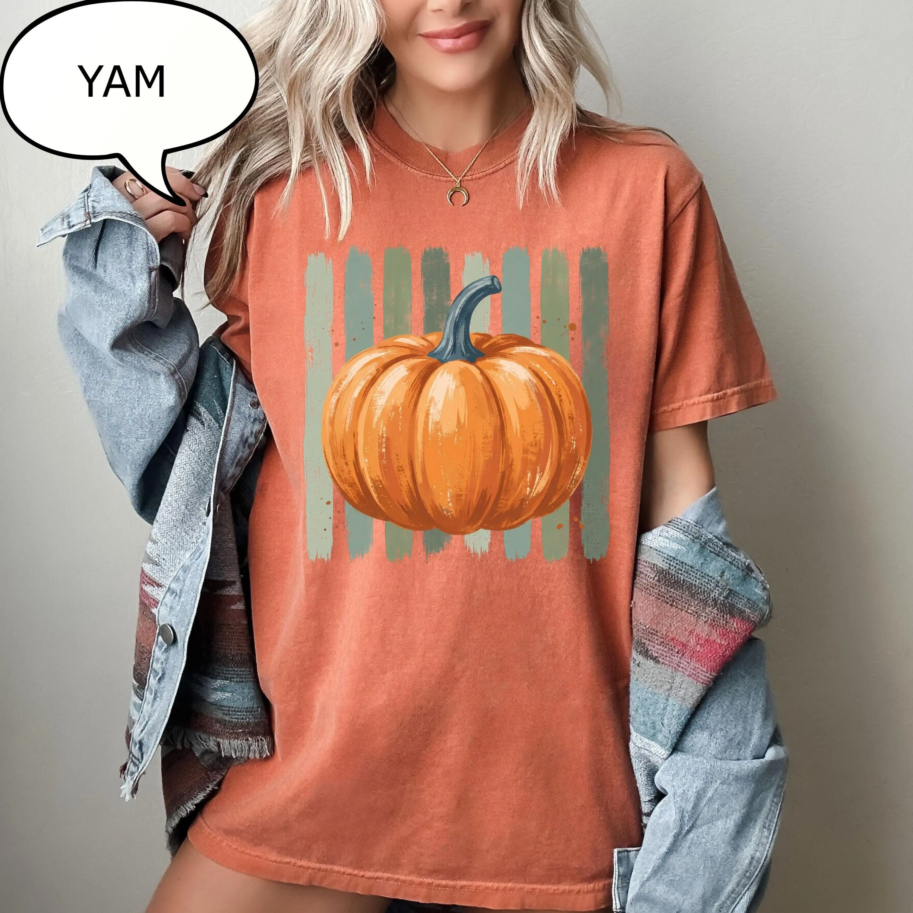 Comfort Colors Retro Pumpkin T-Shirt, Fall Season Graphic Tee, Cozy Autumn Gift for Women - photo 3