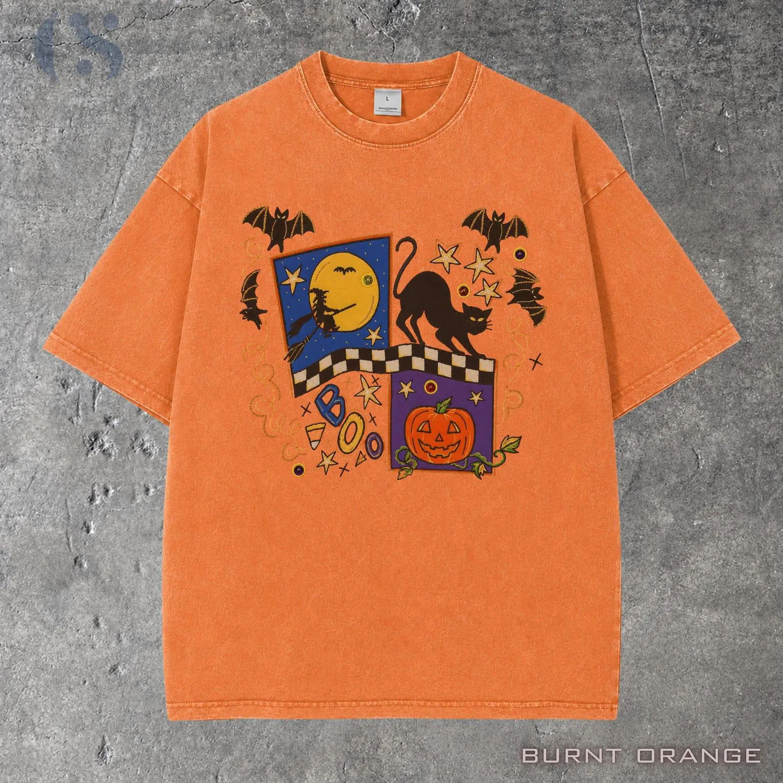 Comfort colors Retro Spooky Season Sweatshirt, Pumpkin Ghost Black Cat Fall Graphic Gift - photo 3