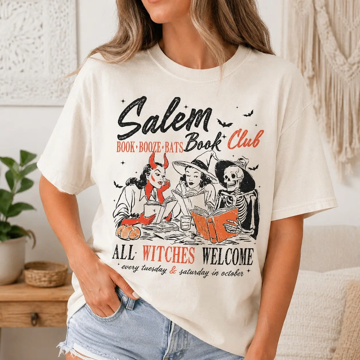 Comfort Colors Salem Book Club All Witches Welcome Bookworms Shirts for Women October Gathering